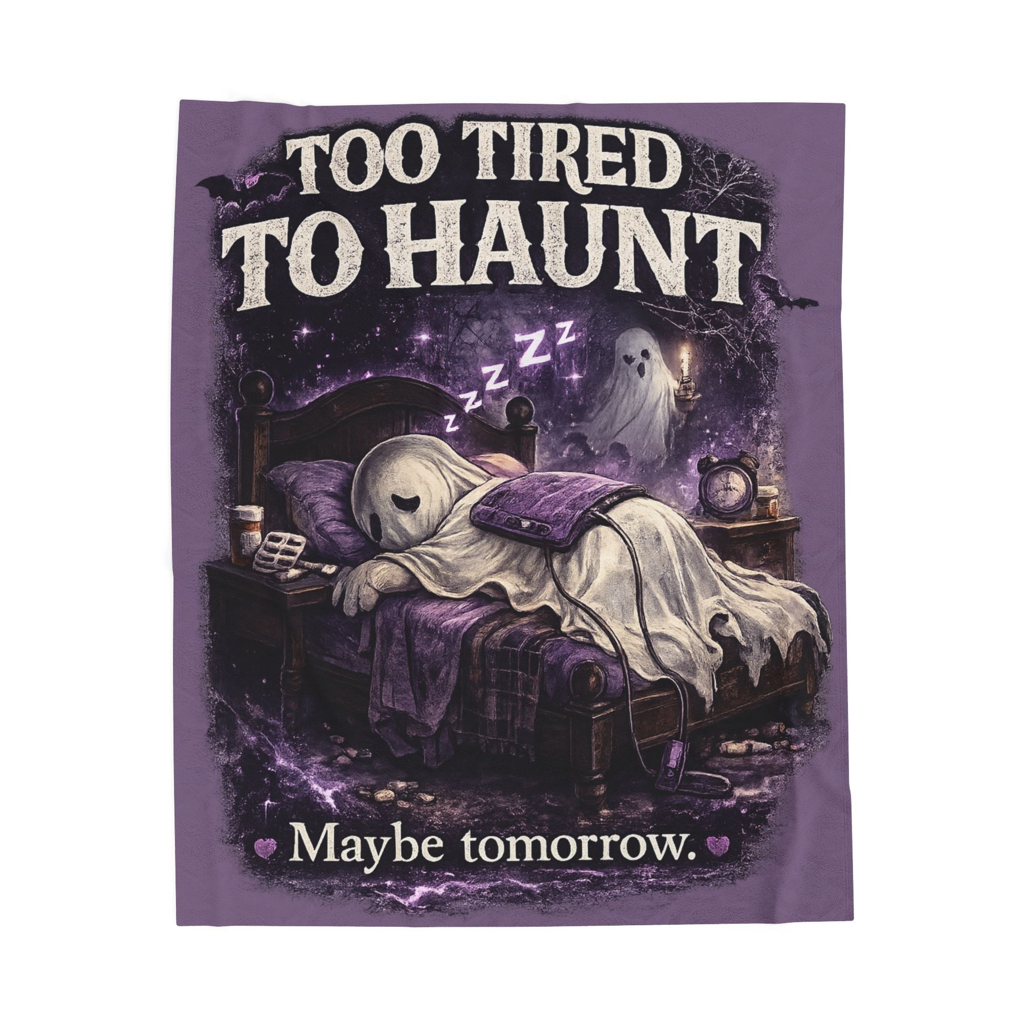 Halloween Warrior Wear - "Too Tired to Haunt" Ghost Velveteen Throw