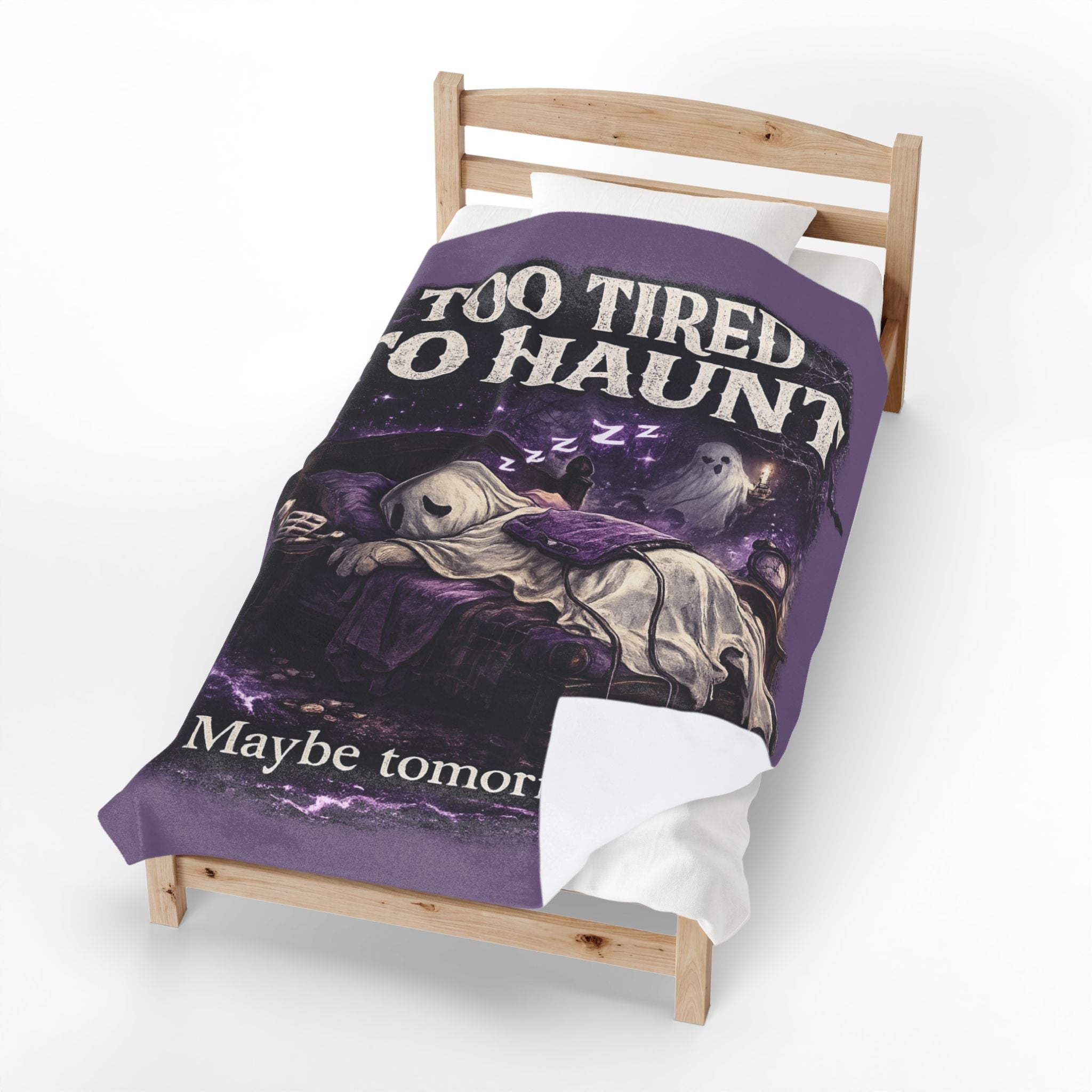 Halloween Warrior Wear - "Too Tired to Haunt" Ghost Velveteen Throw