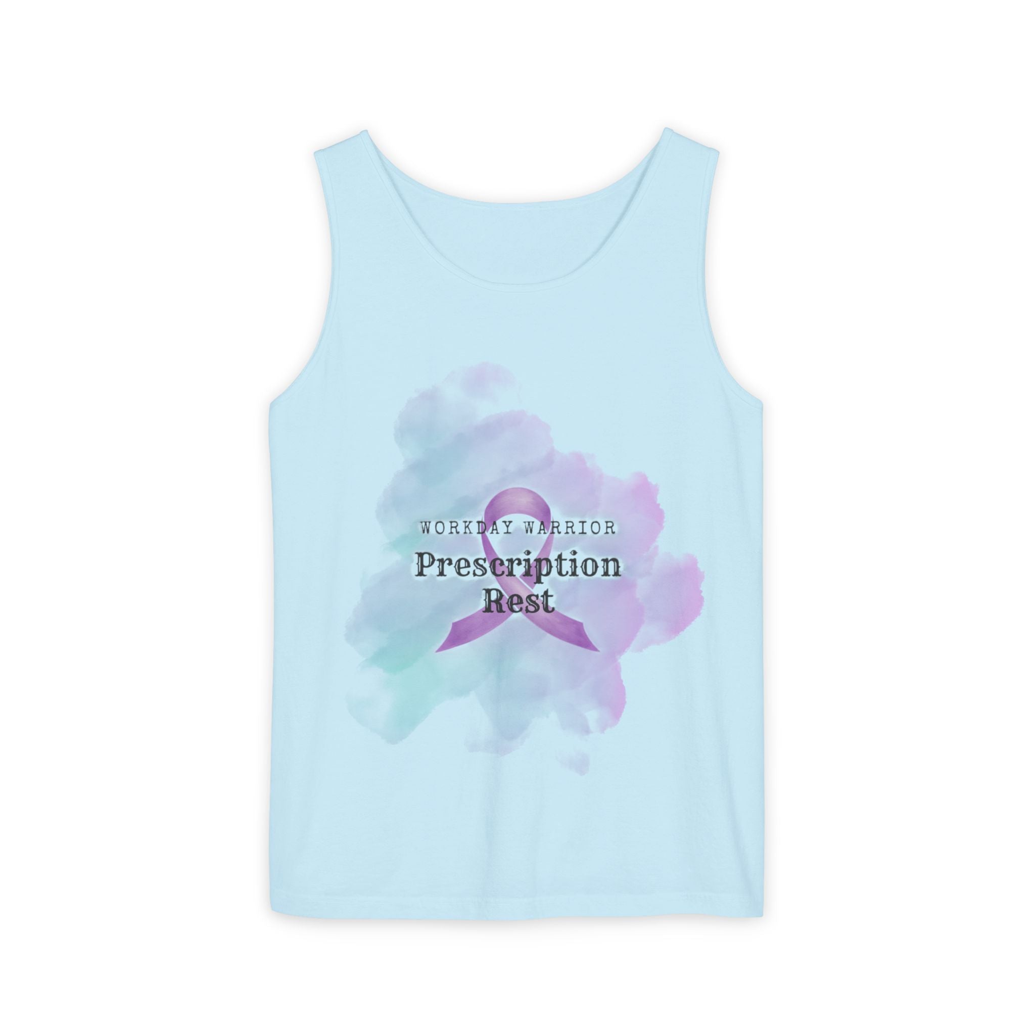 Invisible Illness Awareness Tank Top — Prescription: Rest (Purple Ribbon)