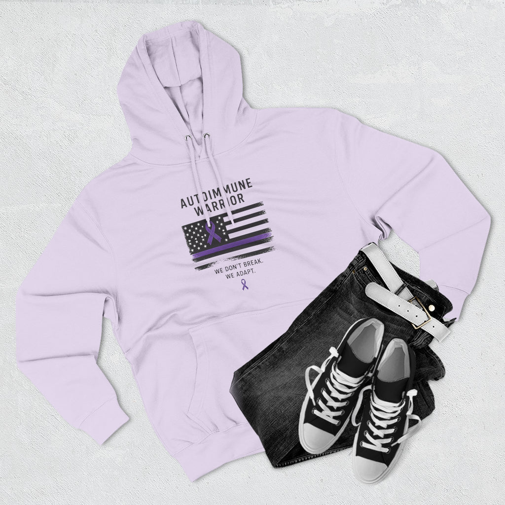 Autoimmune Warrior Hoodie — Purple Ribbon Flag Fleece Pullover