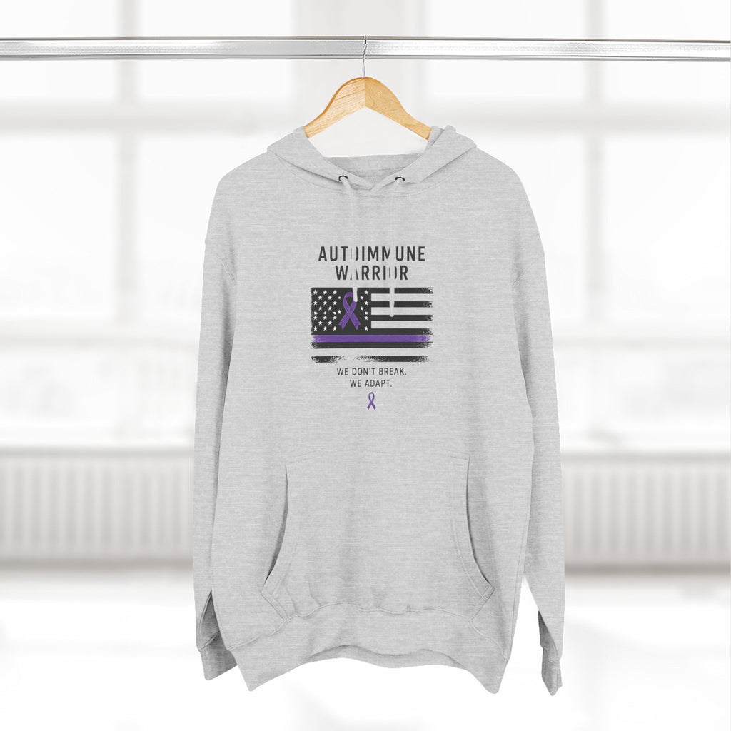 Autoimmune Warrior Hoodie — Purple Ribbon Flag Fleece Pullover
