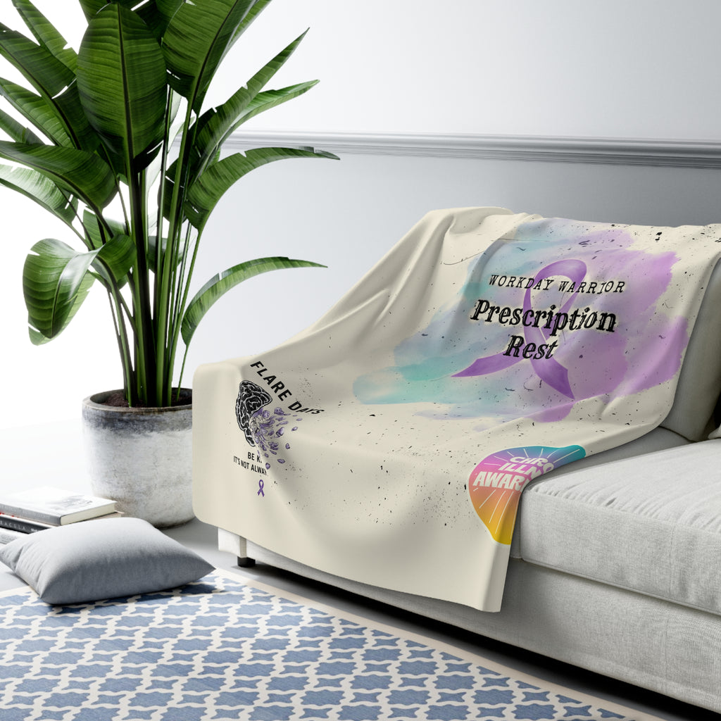 Chronic Illness Awareness Sherpa Fleece Blanket — "Prescription: Rest" Comfort Throw