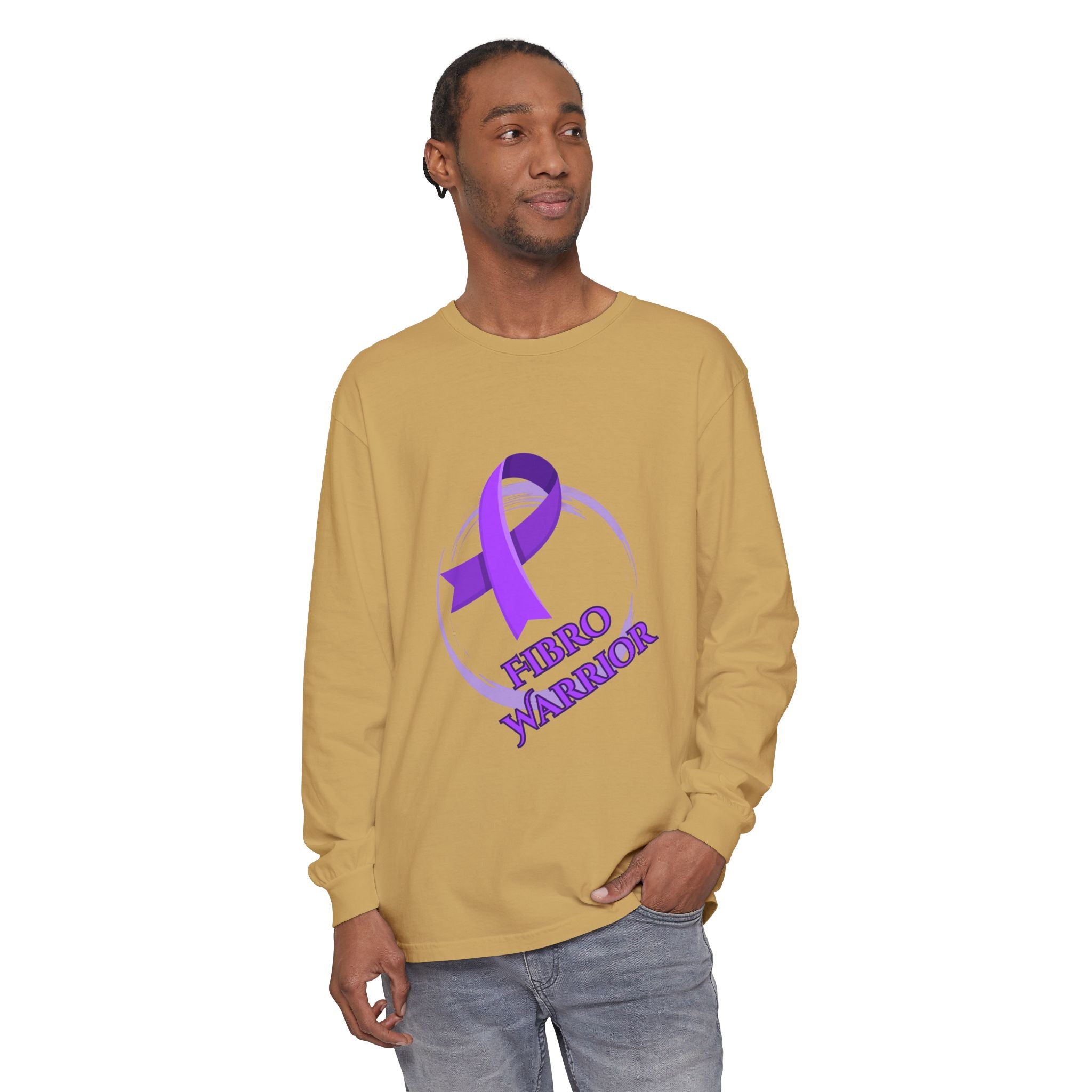 Fibro Warrior Long Sleeve Tee — Chronic Illness Awareness Purple Ribbon