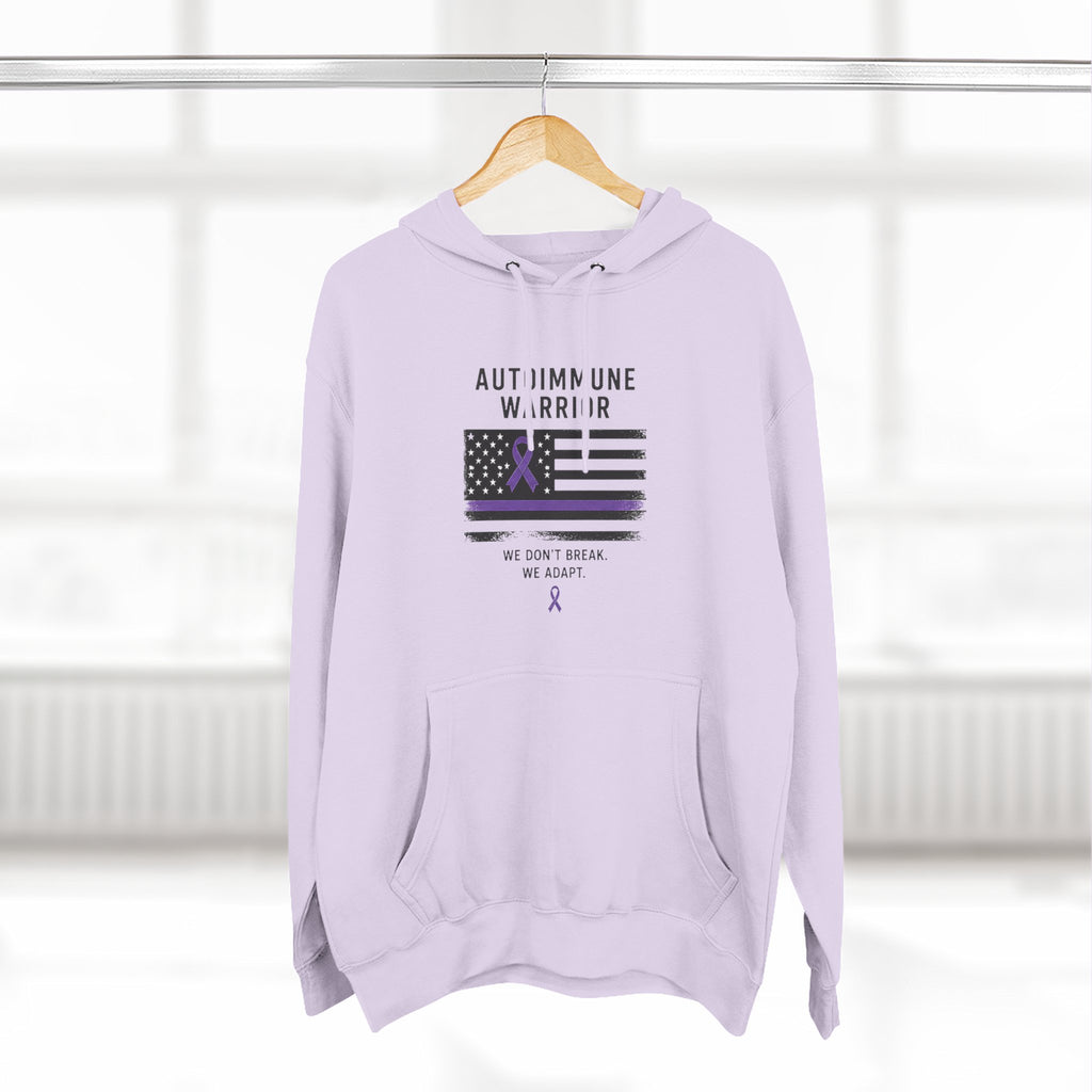 Autoimmune Warrior Hoodie — Purple Ribbon Flag Fleece Pullover