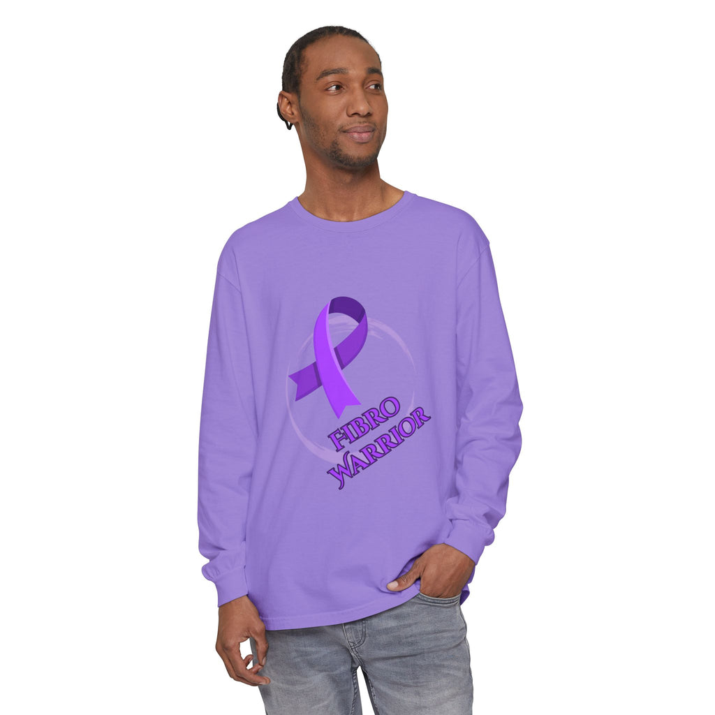 Fibro Warrior Long Sleeve Tee — Chronic Illness Awareness Purple Ribbon