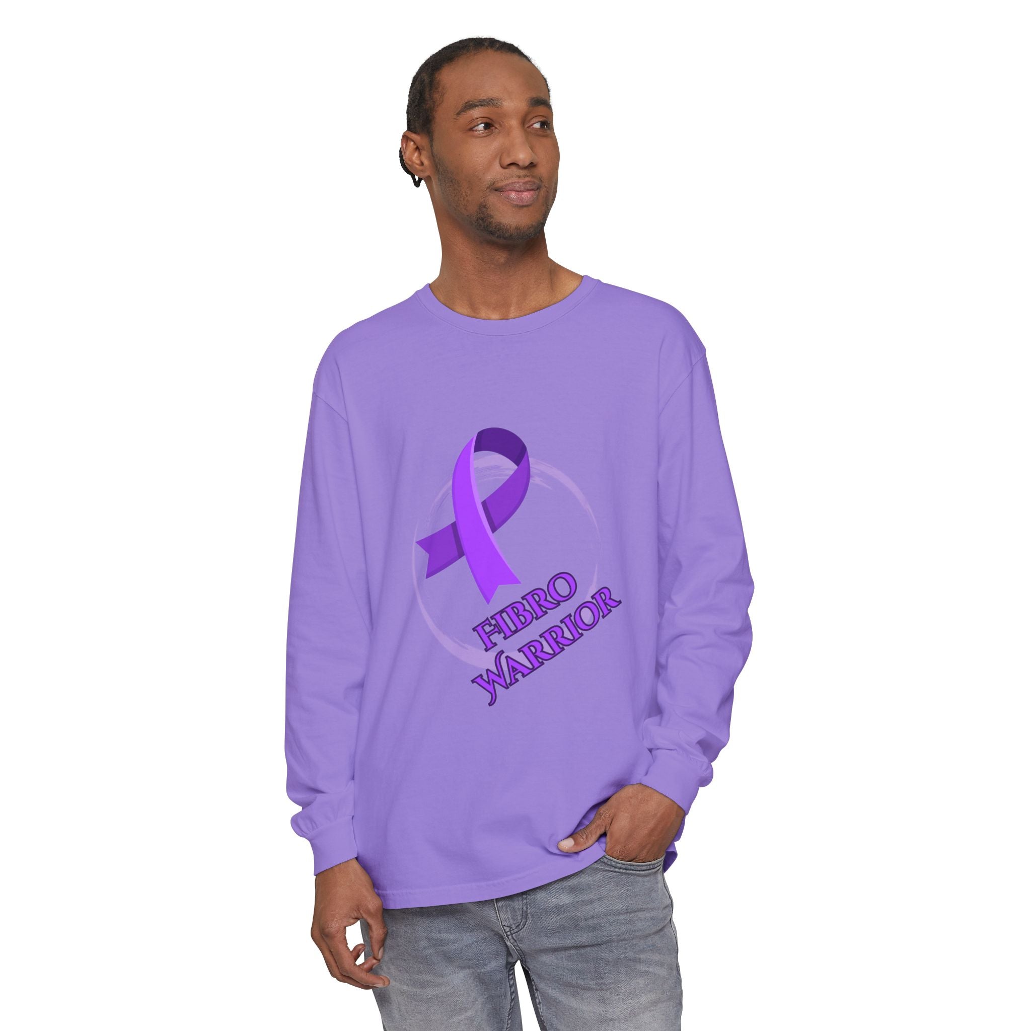 Fibro Warrior Long Sleeve Tee — Chronic Illness Awareness Purple Ribbon