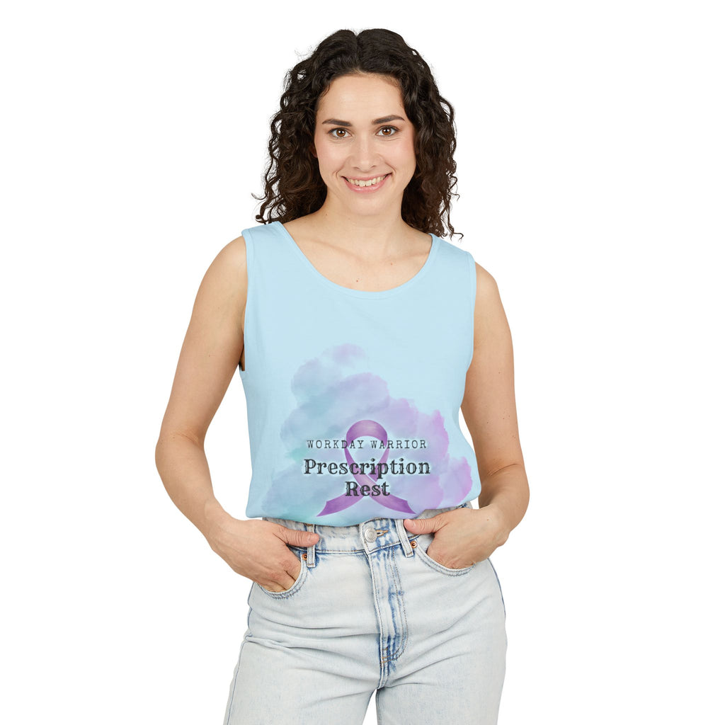 Invisible Illness Awareness Tank Top — Prescription: Rest (Purple Ribbon)