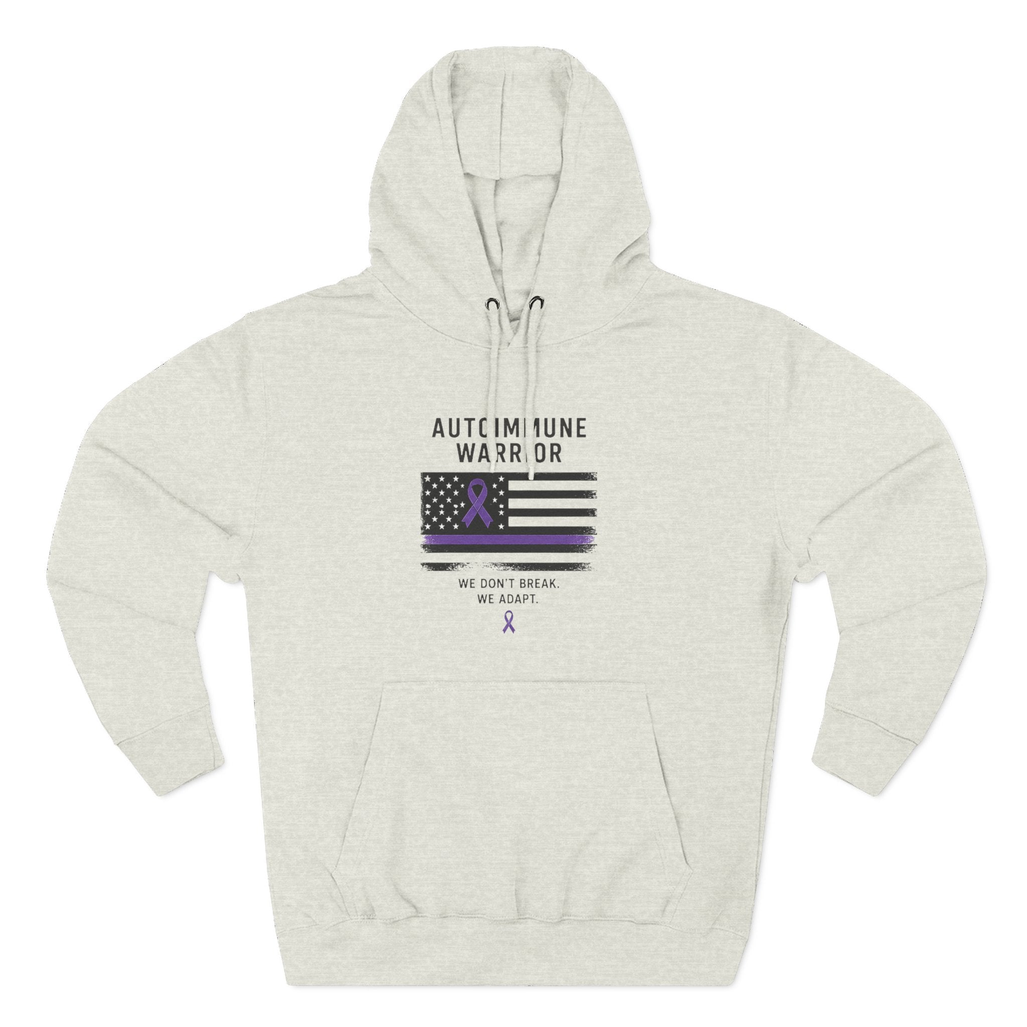Autoimmune Warrior Hoodie — Purple Ribbon Flag Fleece Pullover