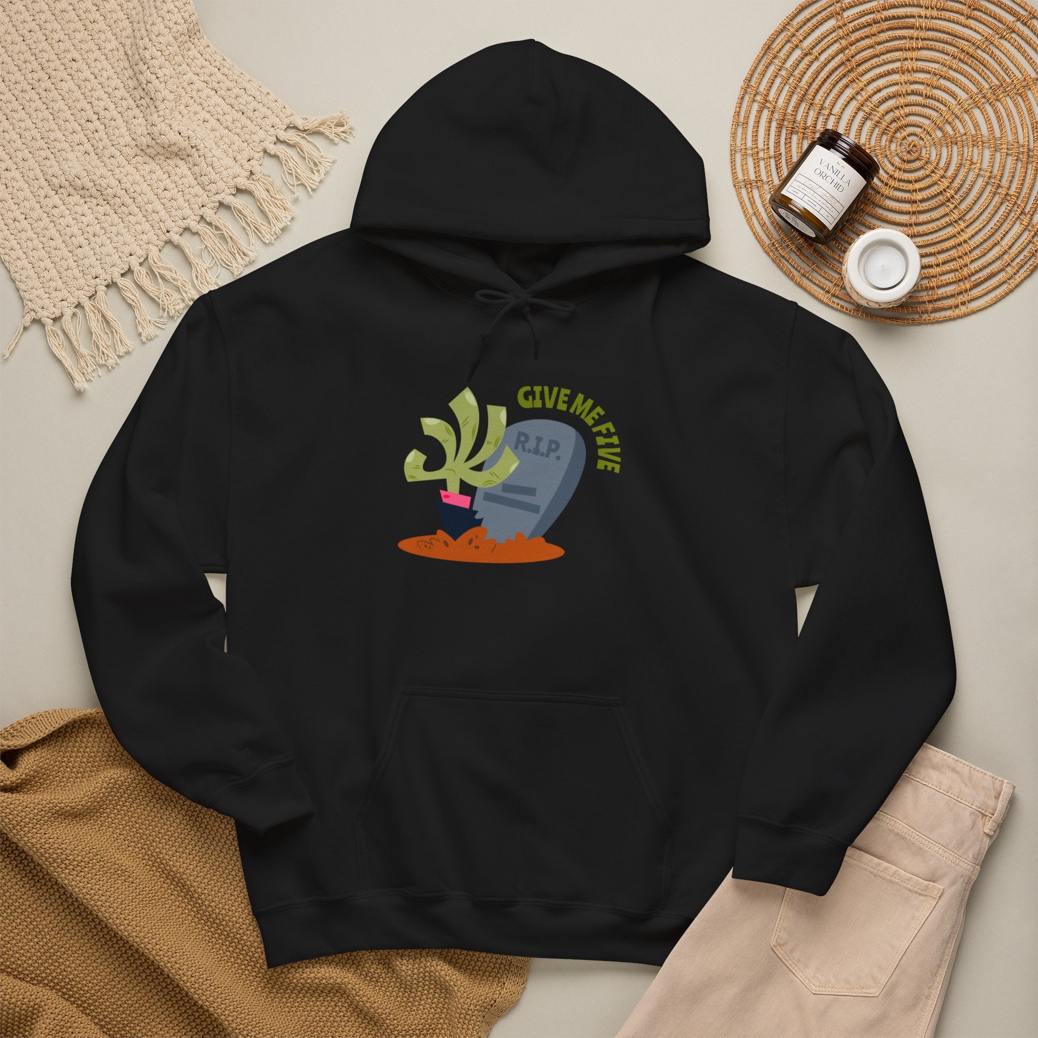 Tombstone Plant Hoodie — "Give Me Five" Cute Goth Pullover