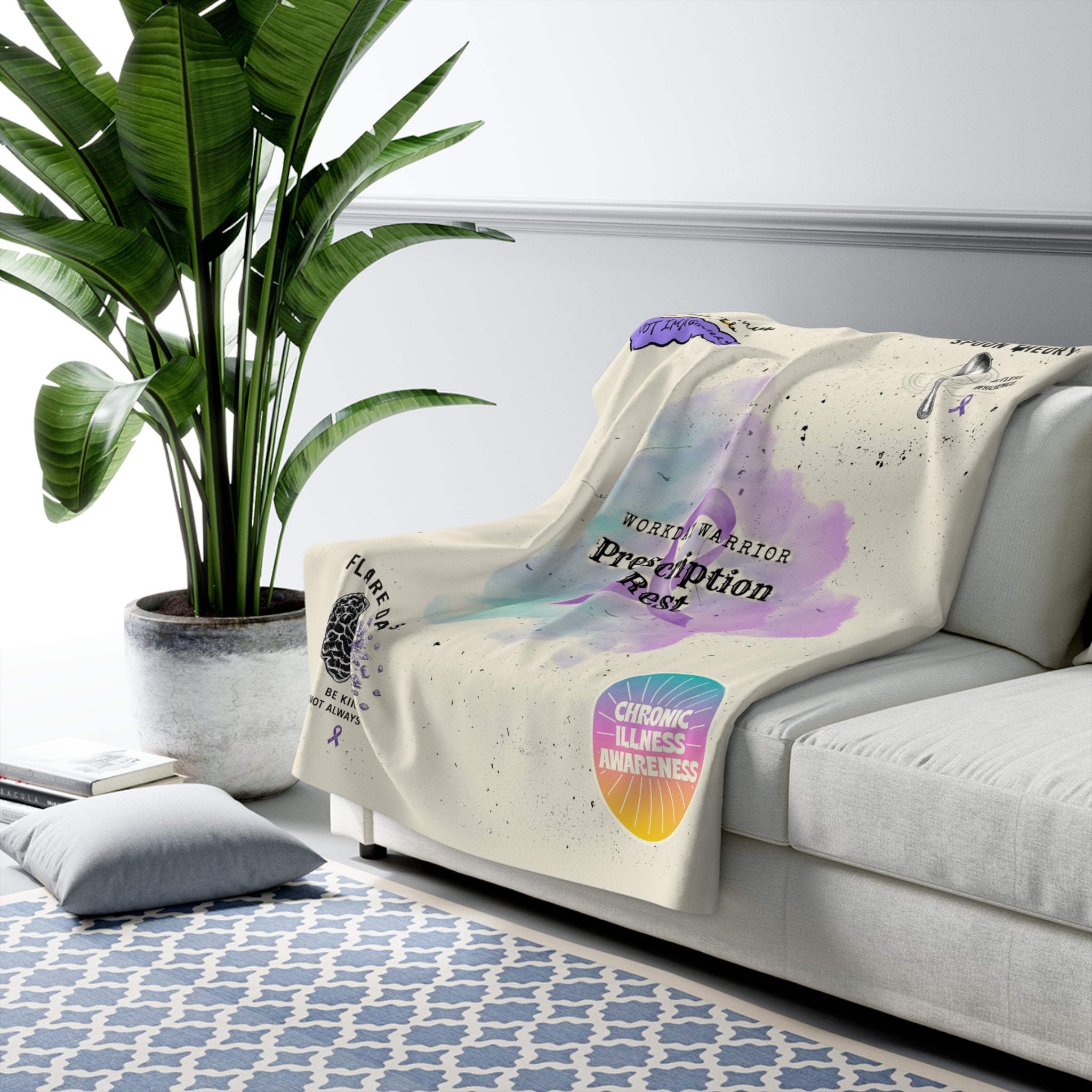 Chronic Illness Awareness Sherpa Fleece Blanket — "Prescription: Rest" Comfort Throw