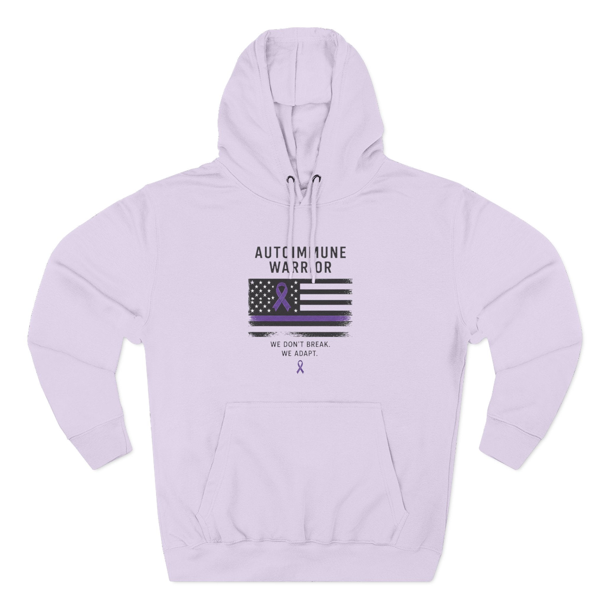 Autoimmune Warrior Hoodie — Purple Ribbon Flag Fleece Pullover