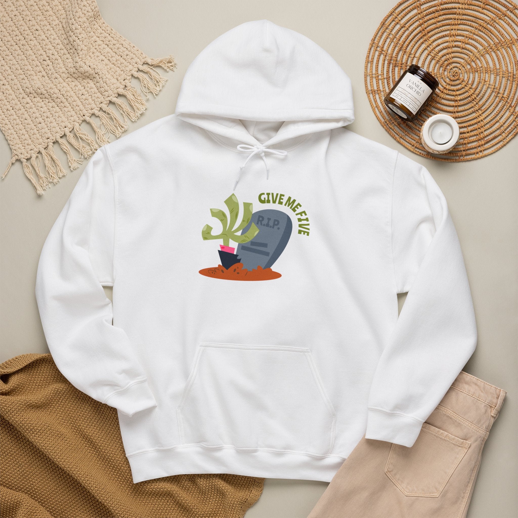 Tombstone Plant Hoodie — "Give Me Five" Cute Goth Pullover