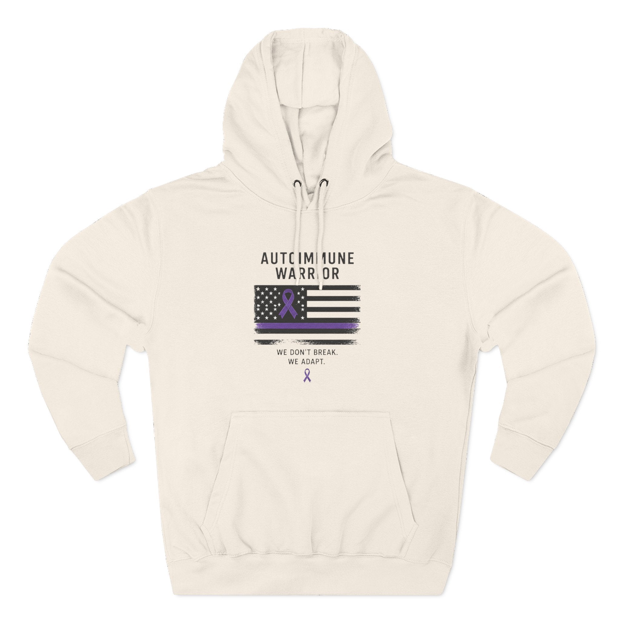 Autoimmune Warrior Hoodie — Purple Ribbon Flag Fleece Pullover