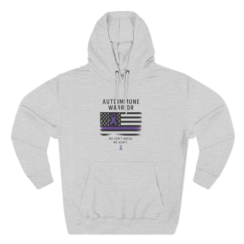 Autoimmune Warrior Hoodie — Purple Ribbon Flag Fleece Pullover