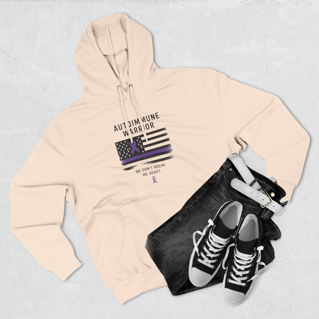 Autoimmune Warrior Hoodie — Purple Ribbon Flag Fleece Pullover
