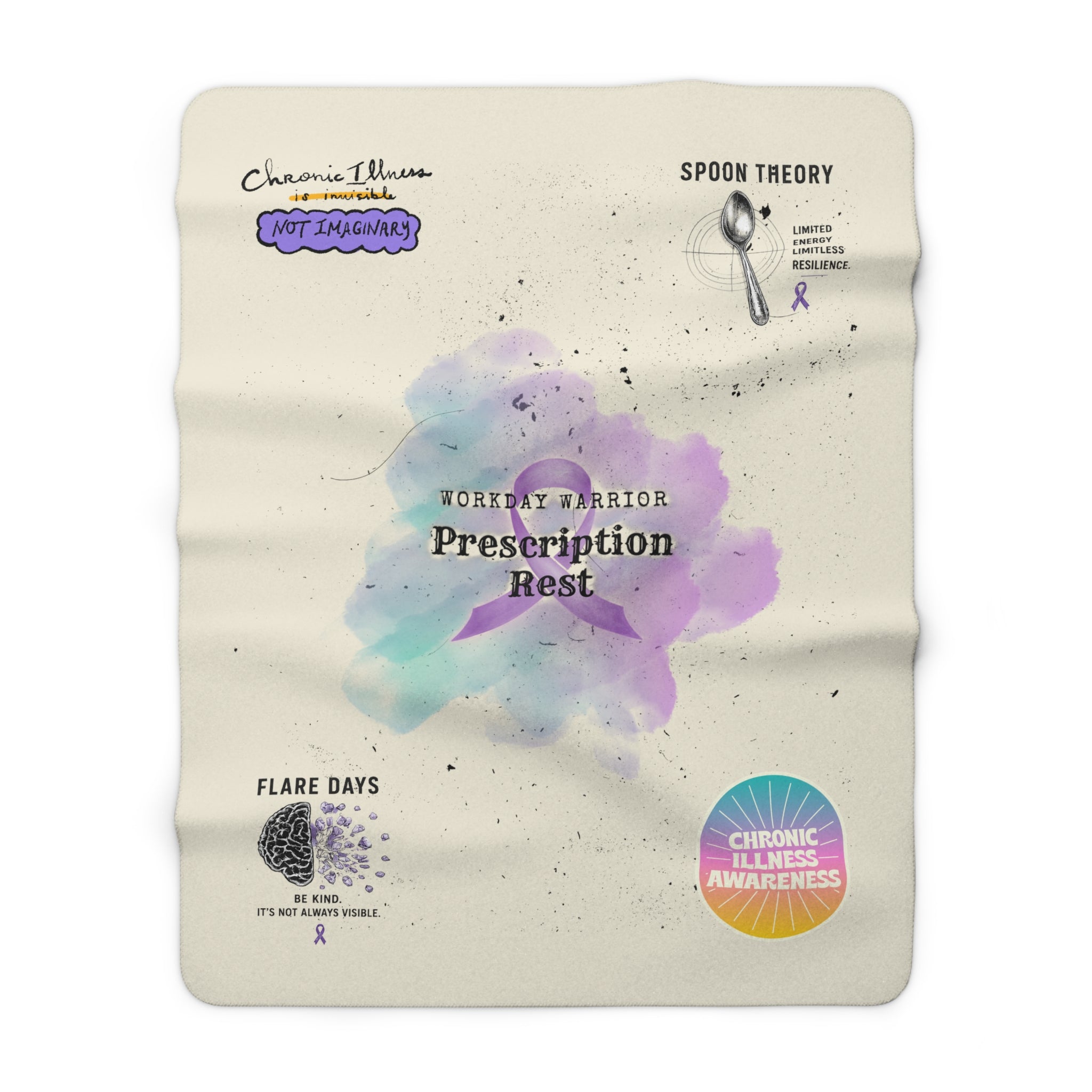 Chronic Illness Awareness Sherpa Fleece Blanket — "Prescription: Rest" Comfort Throw
