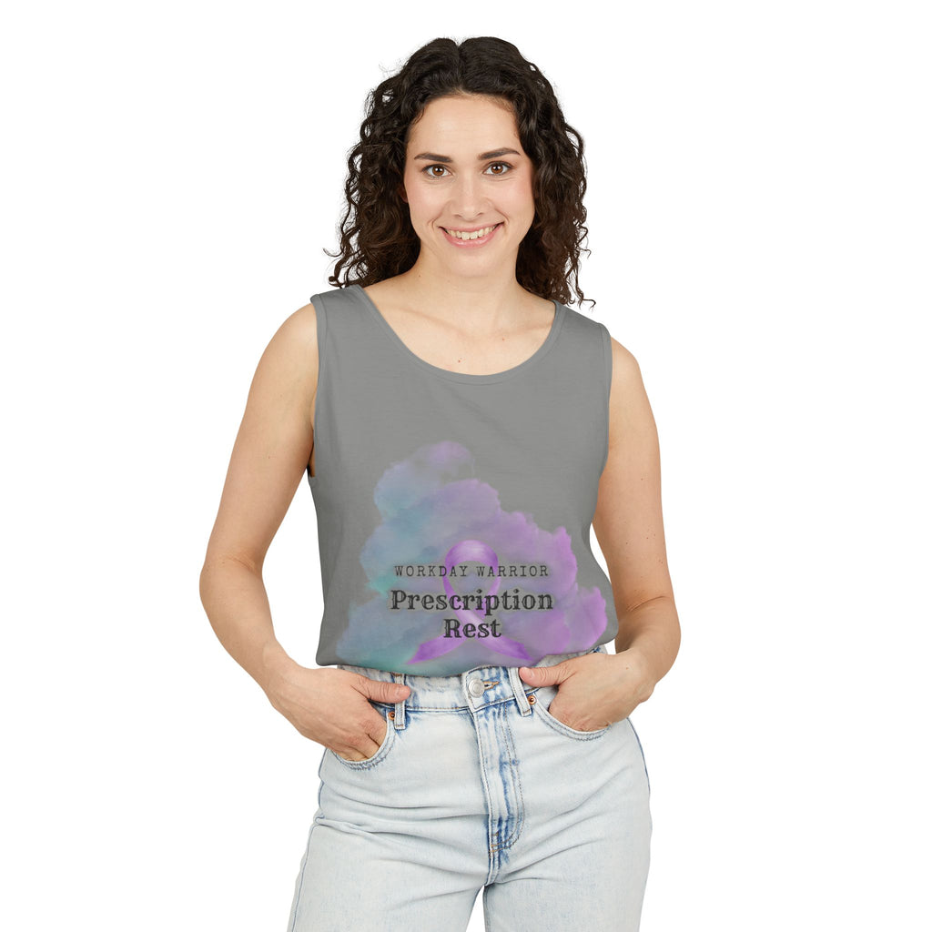 Invisible Illness Awareness Tank Top — Prescription: Rest (Purple Ribbon)