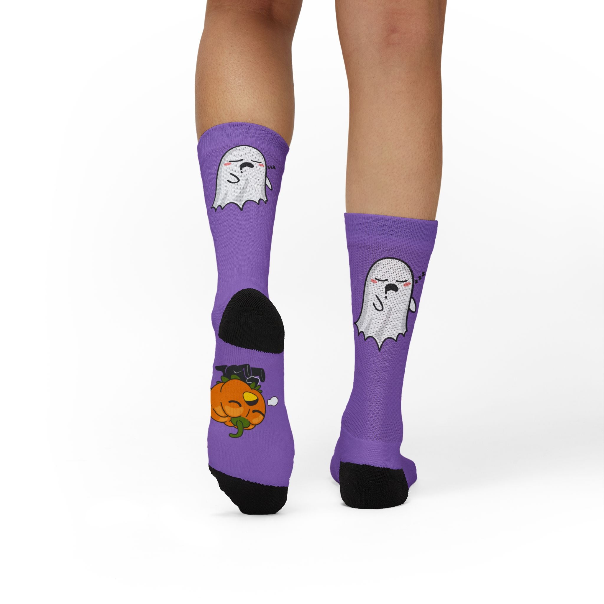 Halloween Warrior Wear - Sleepy Chronic Fatigue Ghost & Pumpkin Socks