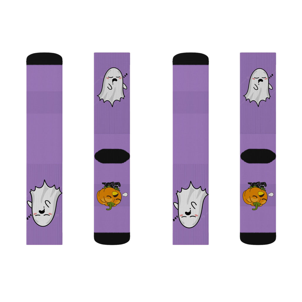 Halloween Warrior Wear - Sleepy Chronic Fatigue Ghost & Pumpkin Socks