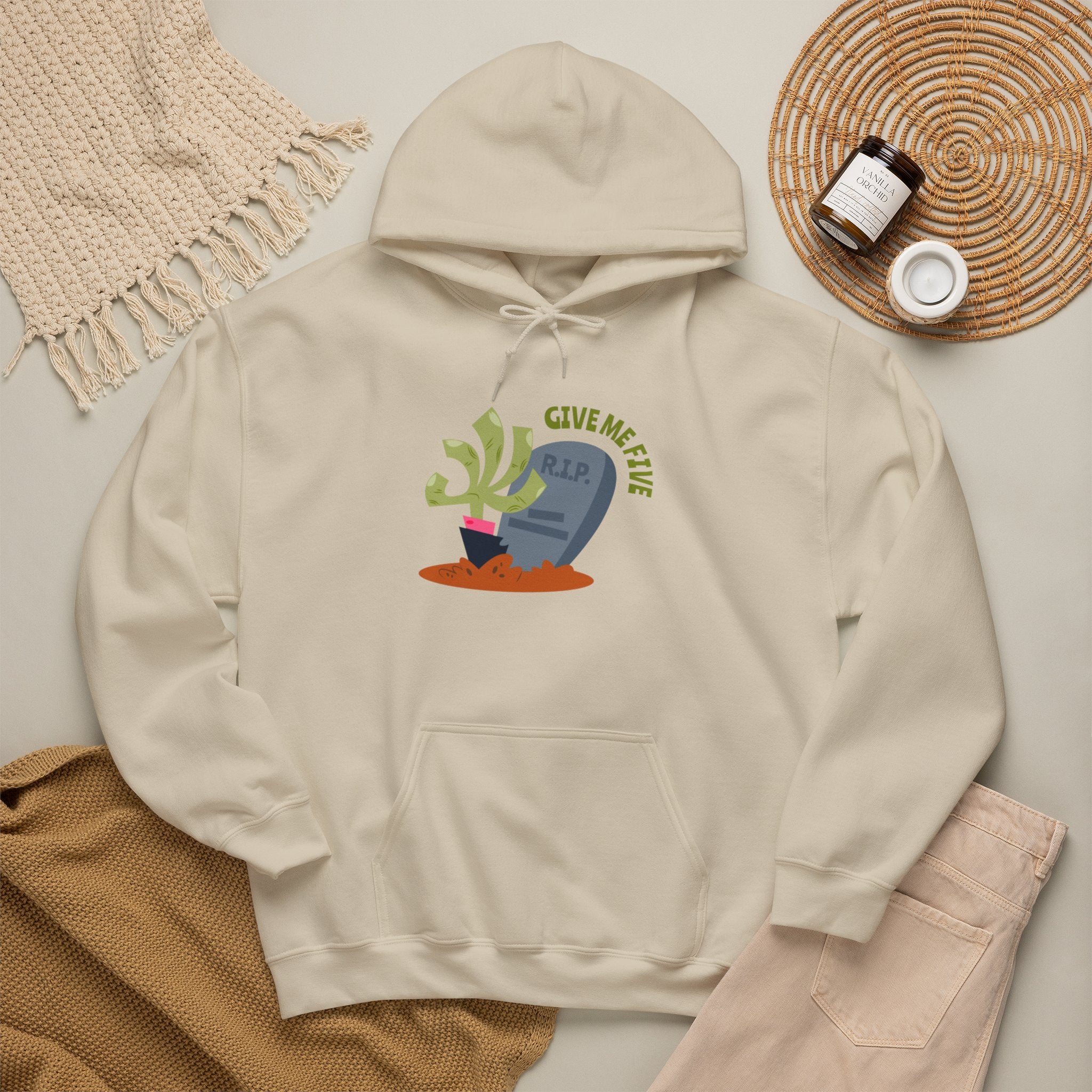 Tombstone Plant Hoodie — "Give Me Five" Cute Goth Pullover