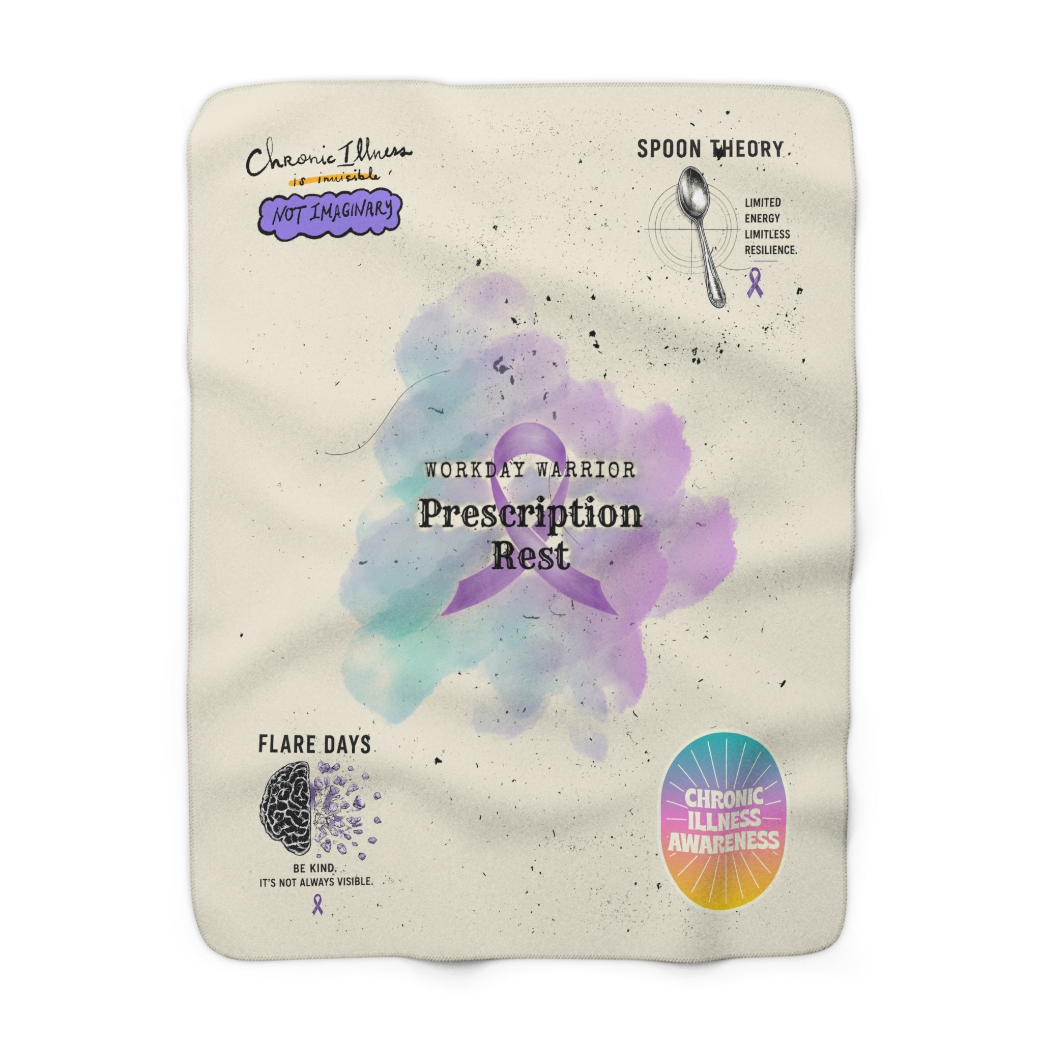 Chronic Illness Awareness Sherpa Fleece Blanket — "Prescription: Rest" Comfort Throw