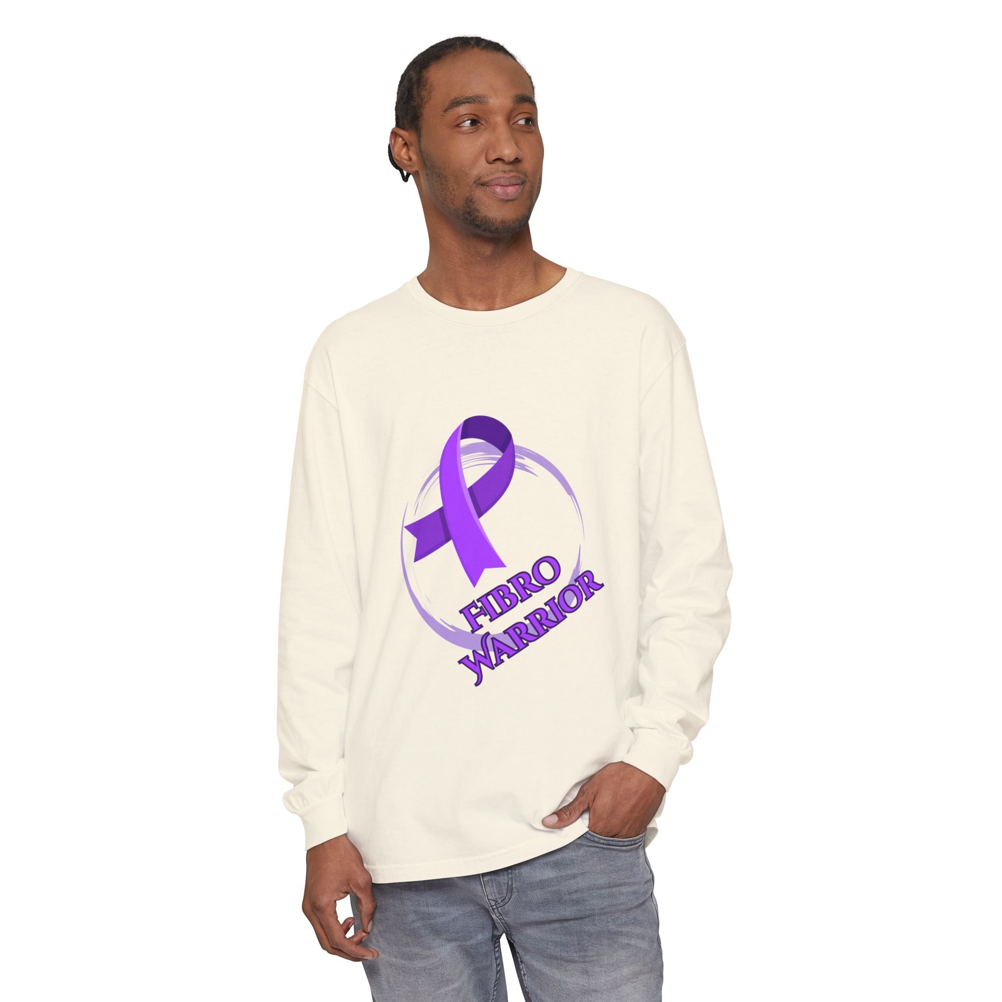 Fibro Warrior Long Sleeve Tee — Chronic Illness Awareness Purple Ribbon