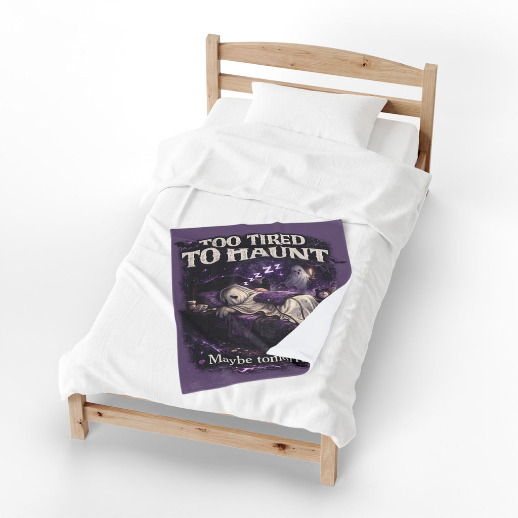 Halloween Warrior Wear - "Too Tired to Haunt" Ghost Velveteen Throw
