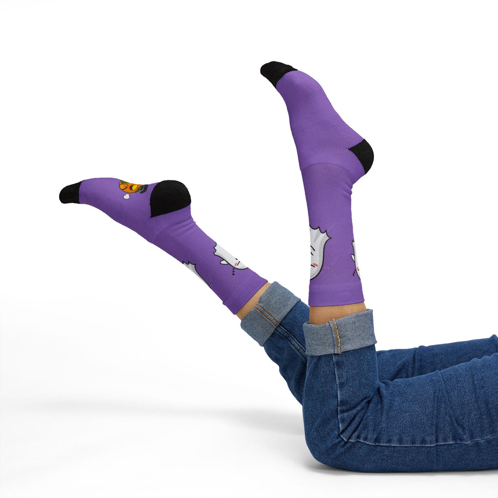 Halloween Warrior Wear - Sleepy Chronic Fatigue Ghost & Pumpkin Socks