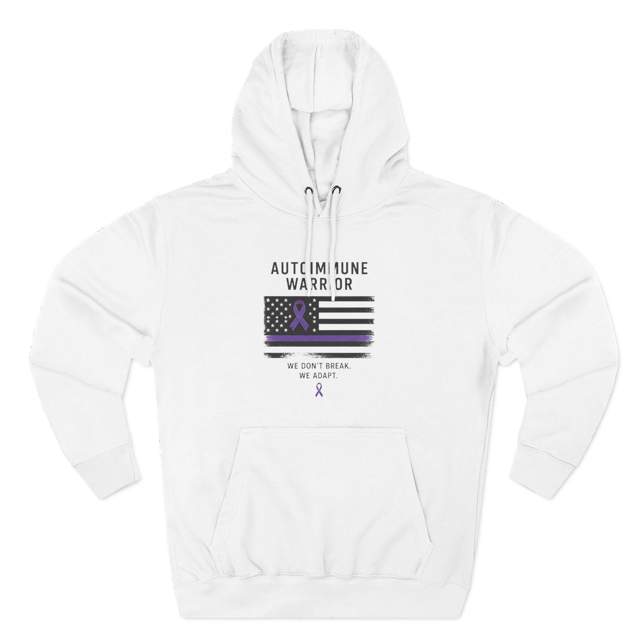 Autoimmune Warrior Hoodie — Purple Ribbon Flag Fleece Pullover