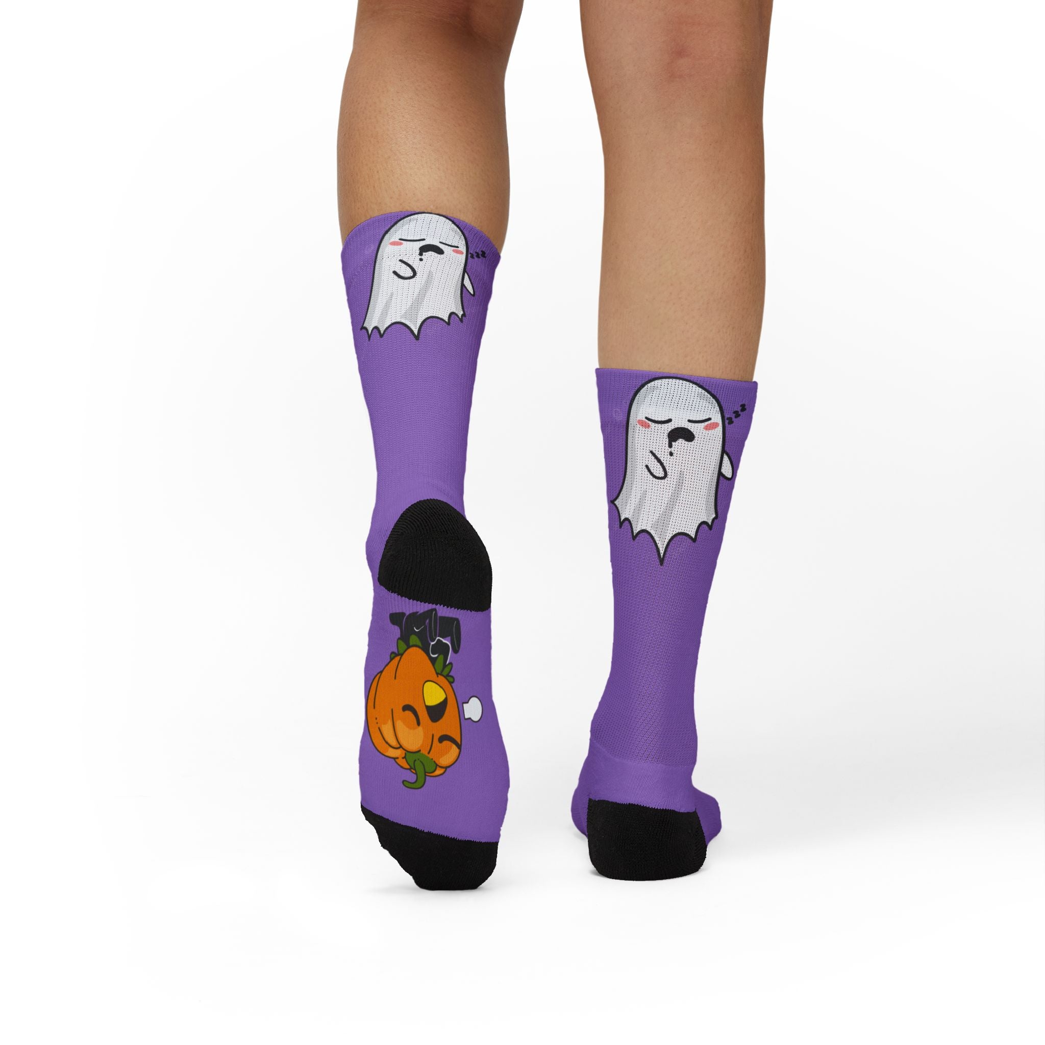 Halloween Warrior Wear - Sleepy Chronic Fatigue Ghost & Pumpkin Socks