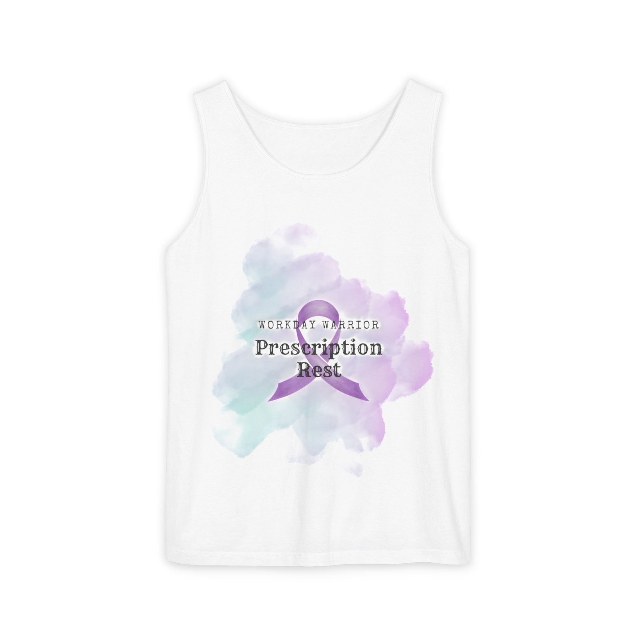 Invisible Illness Awareness Tank Top — Prescription: Rest (Purple Ribbon)