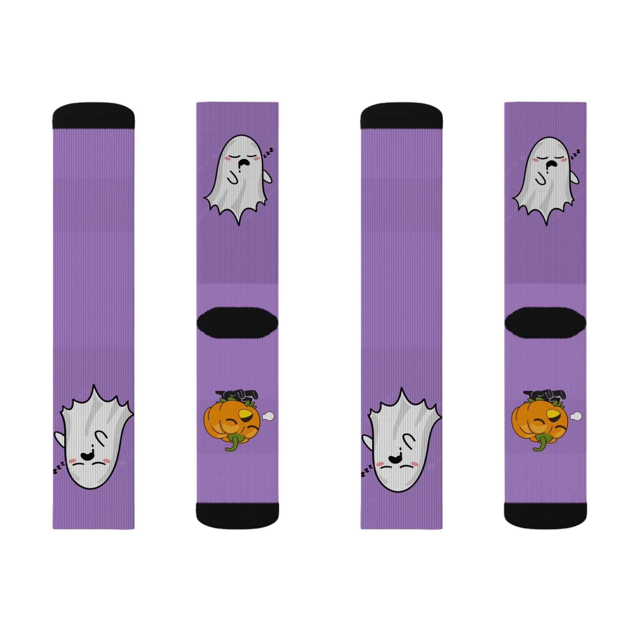 Halloween Warrior Wear - Sleepy Chronic Fatigue Ghost & Pumpkin Socks