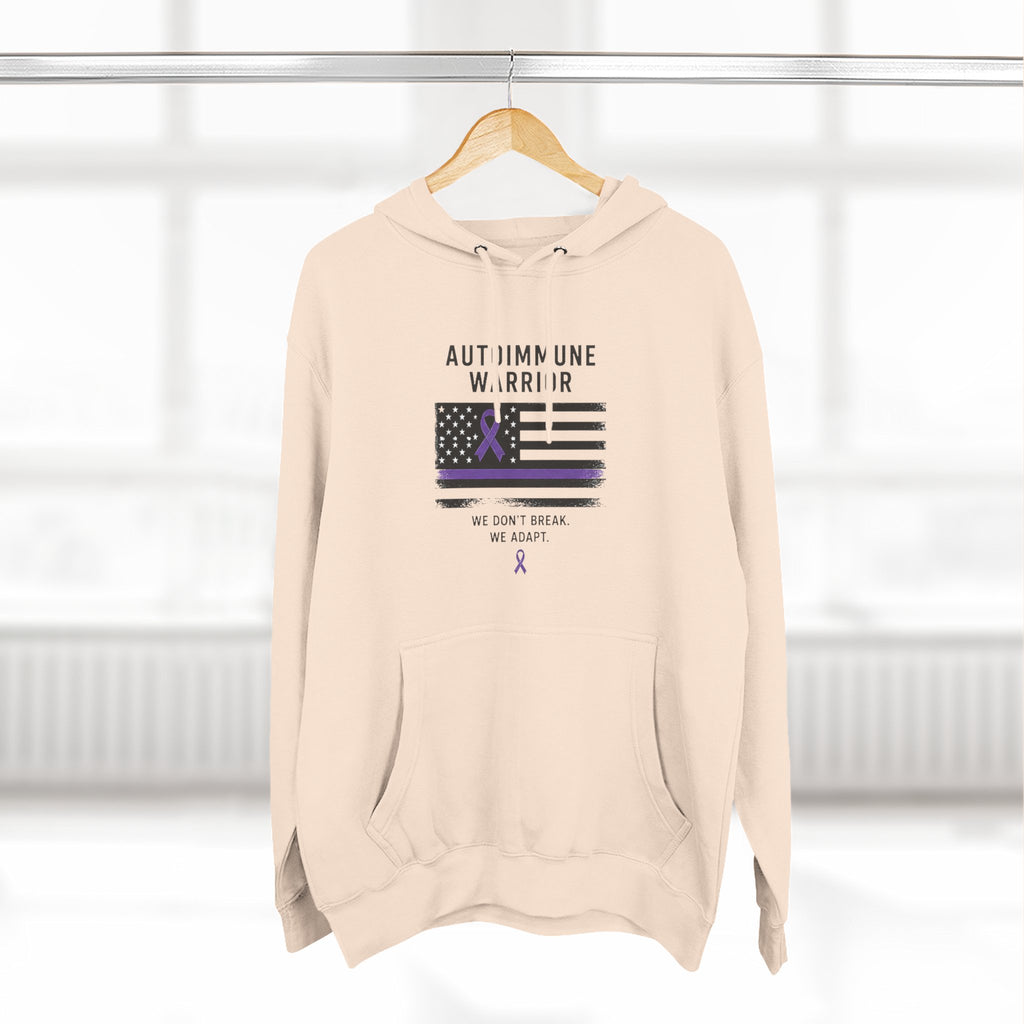 Autoimmune Warrior Hoodie — Purple Ribbon Flag Fleece Pullover