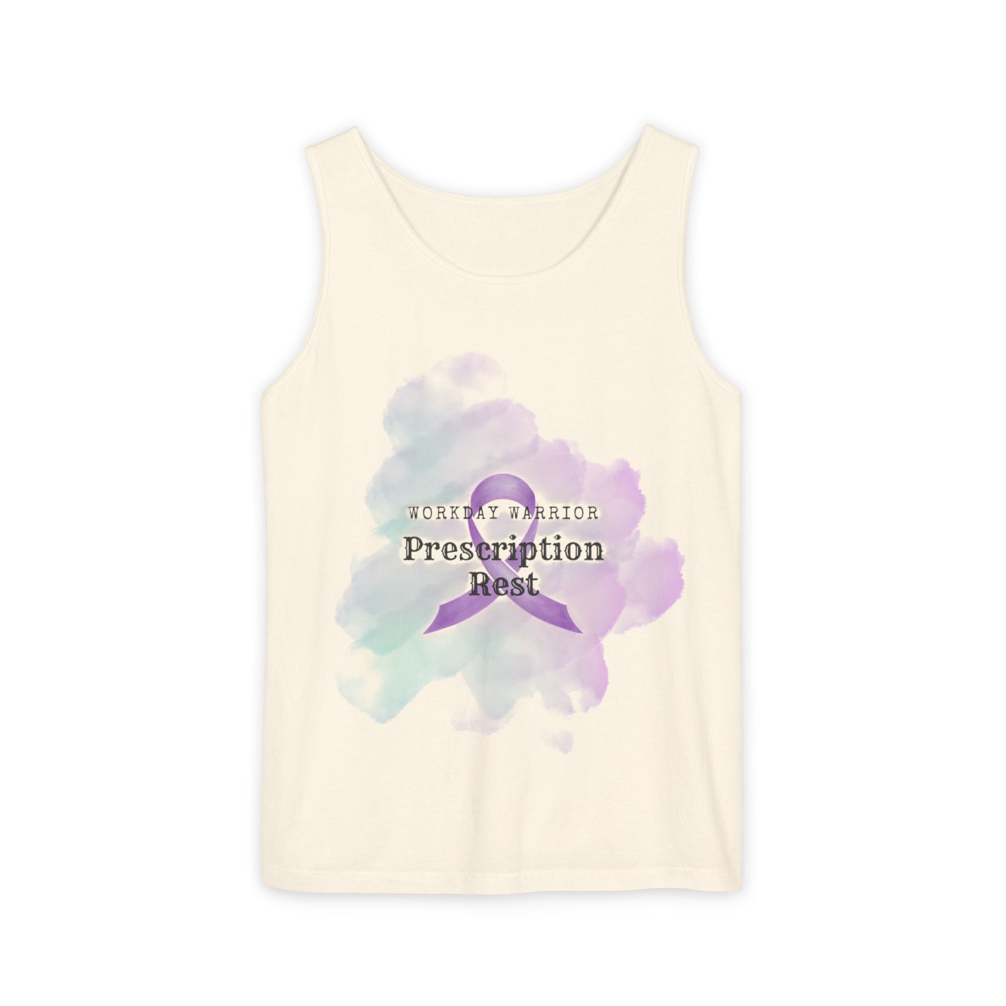 Invisible Illness Awareness Tank Top — Prescription: Rest (Purple Ribbon)