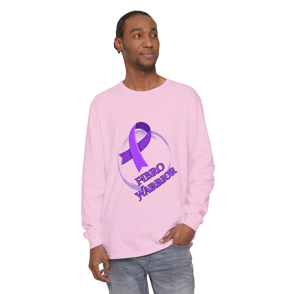 Fibro Warrior Long Sleeve Tee — Chronic Illness Awareness Purple Ribbon