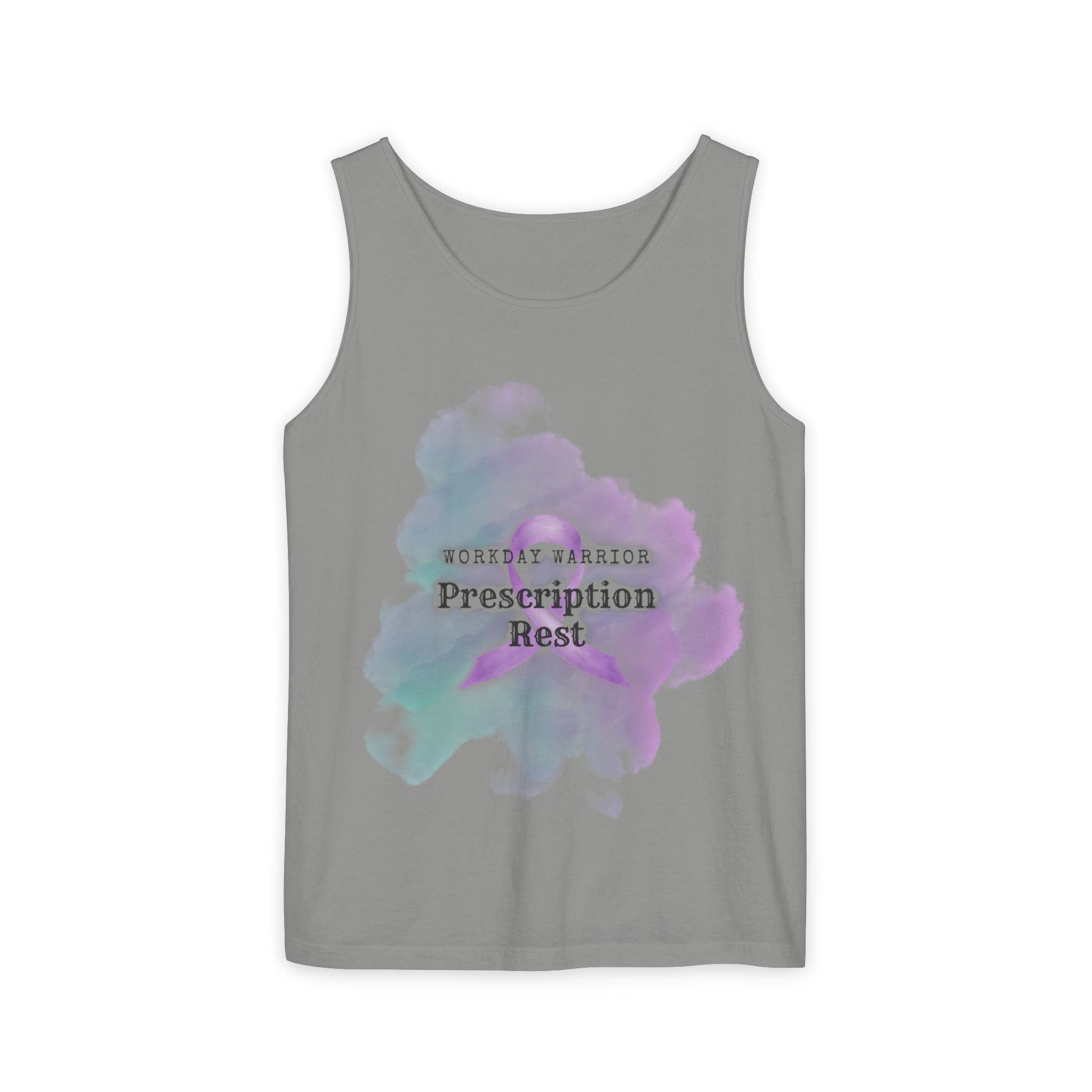 Invisible Illness Awareness Tank Top — Prescription: Rest (Purple Ribbon)