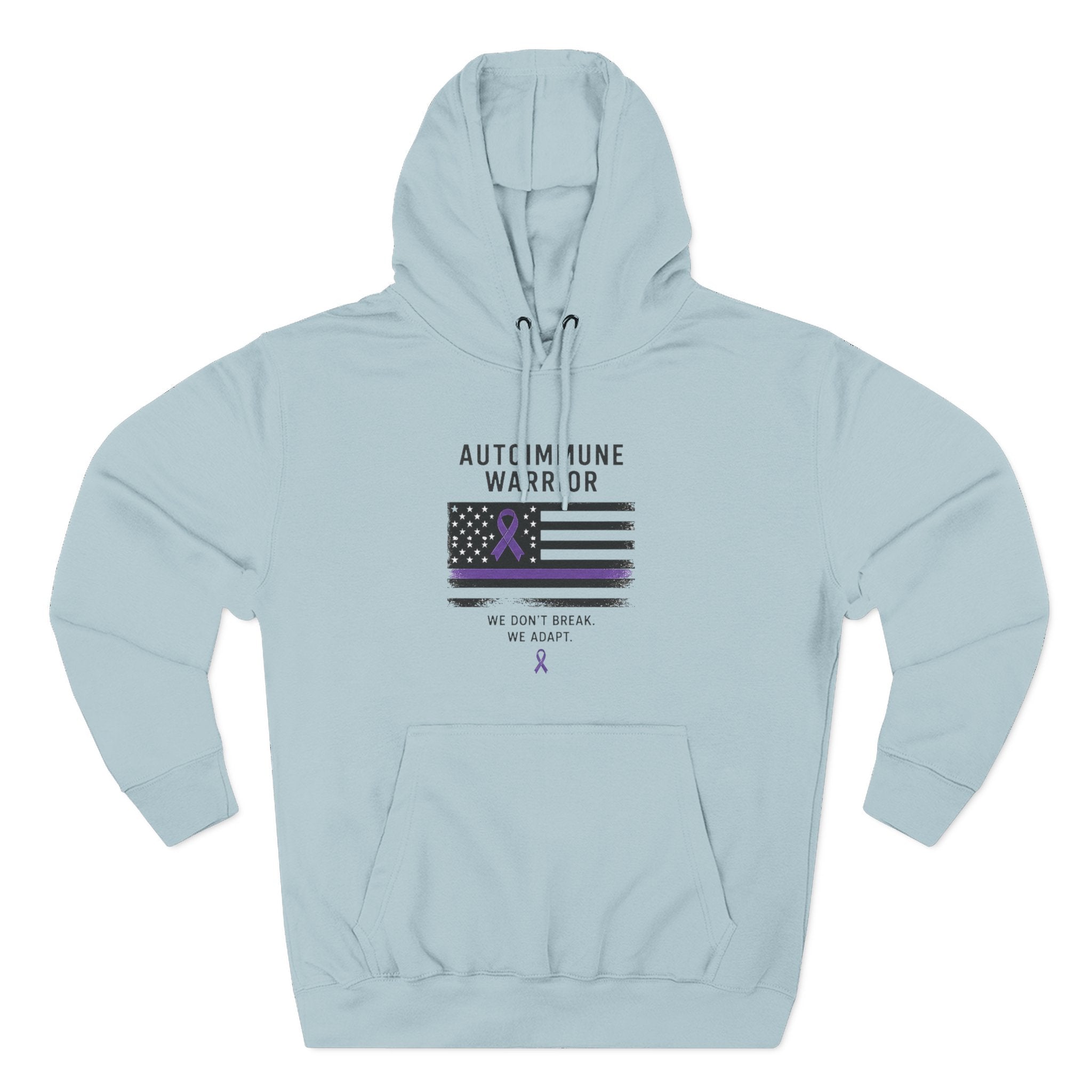 Autoimmune Warrior Hoodie — Purple Ribbon Flag Fleece Pullover