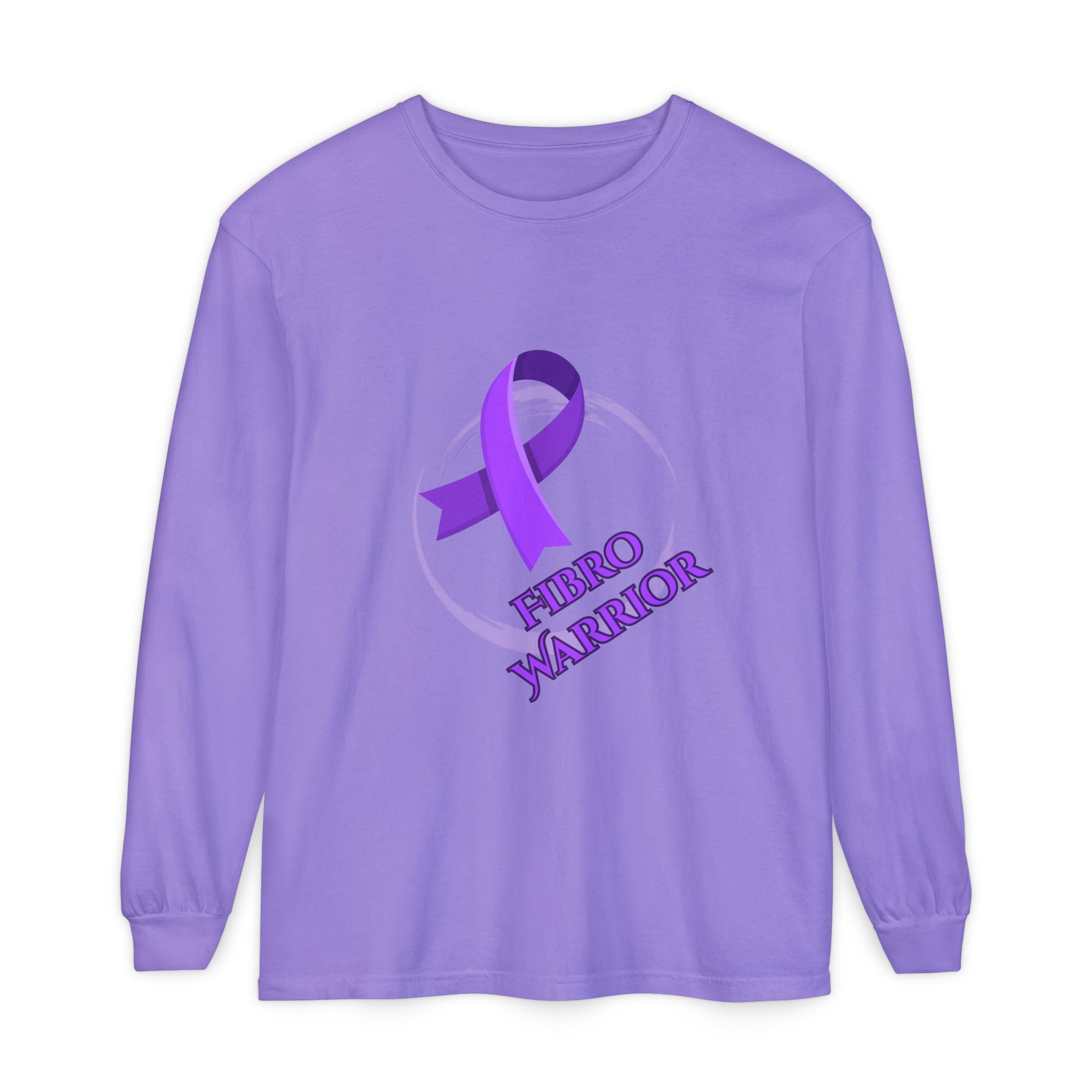 Fibro Warrior Long Sleeve Tee — Chronic Illness Awareness Purple Ribbon