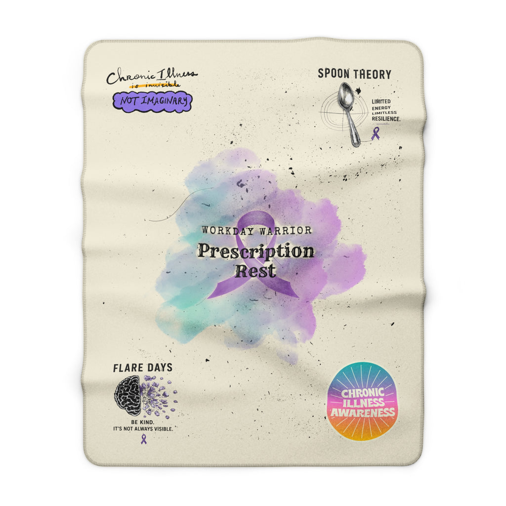 Chronic Illness Awareness Sherpa Fleece Blanket — "Prescription: Rest" Comfort Throw