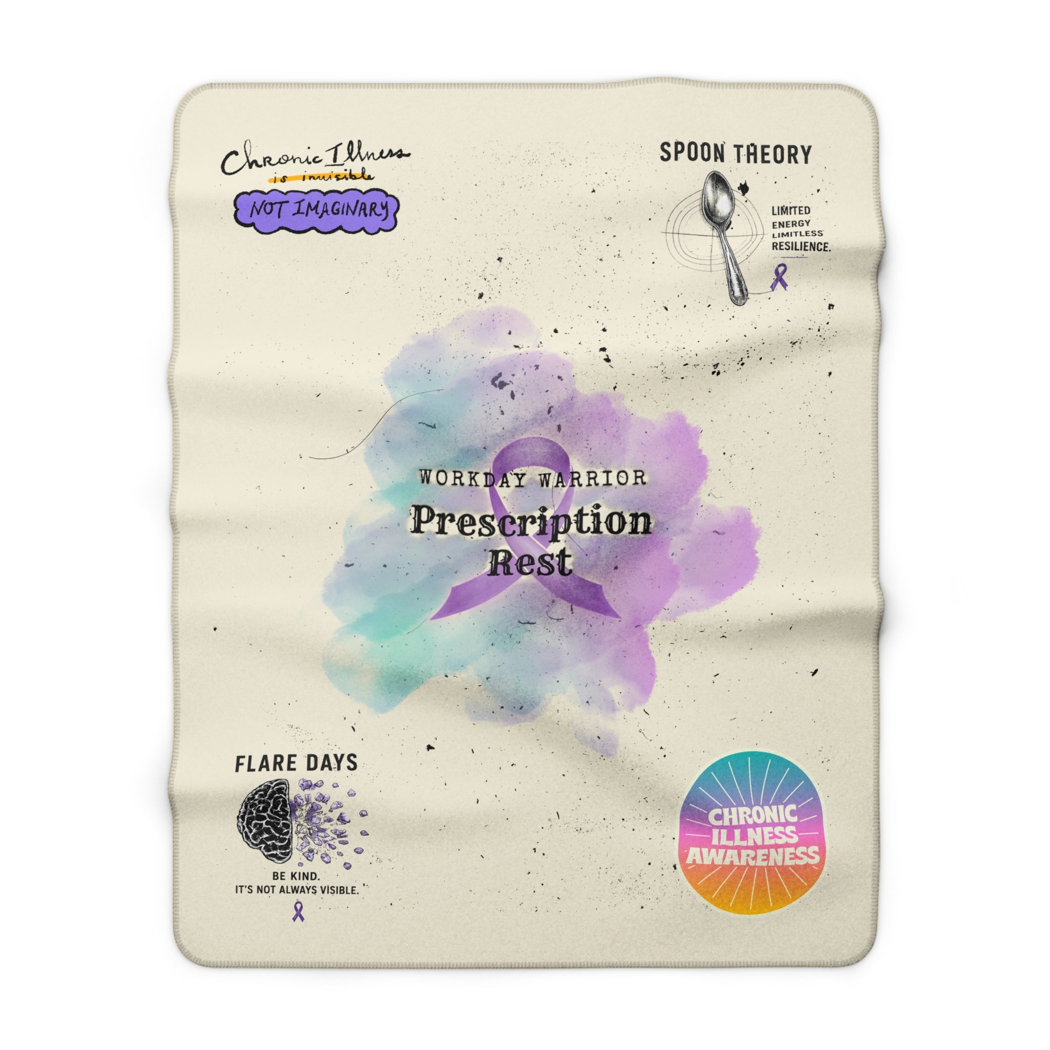 Chronic Illness Awareness Sherpa Fleece Blanket — "Prescription: Rest" Comfort Throw