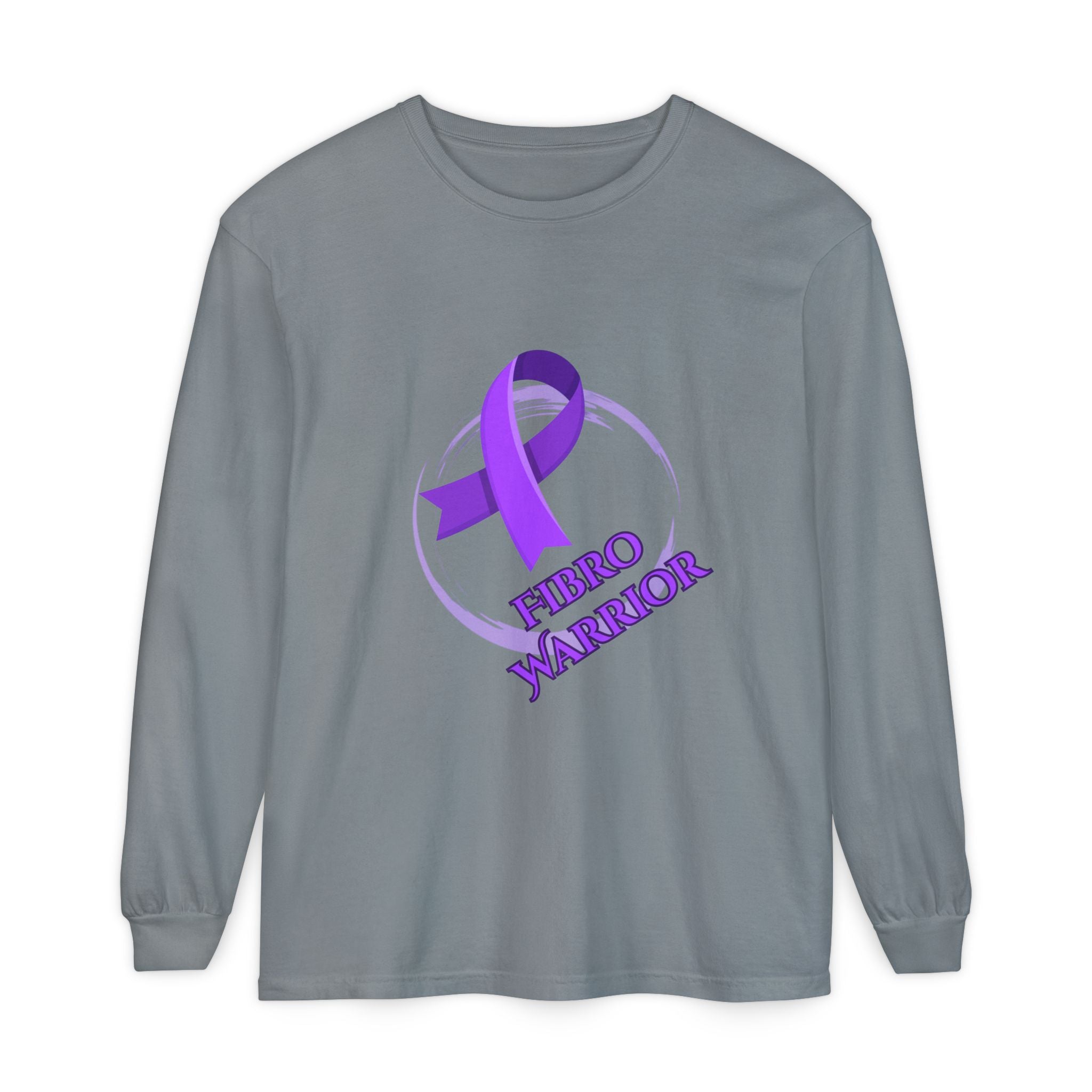 Fibro Warrior Long Sleeve Tee — Chronic Illness Awareness Purple Ribbon