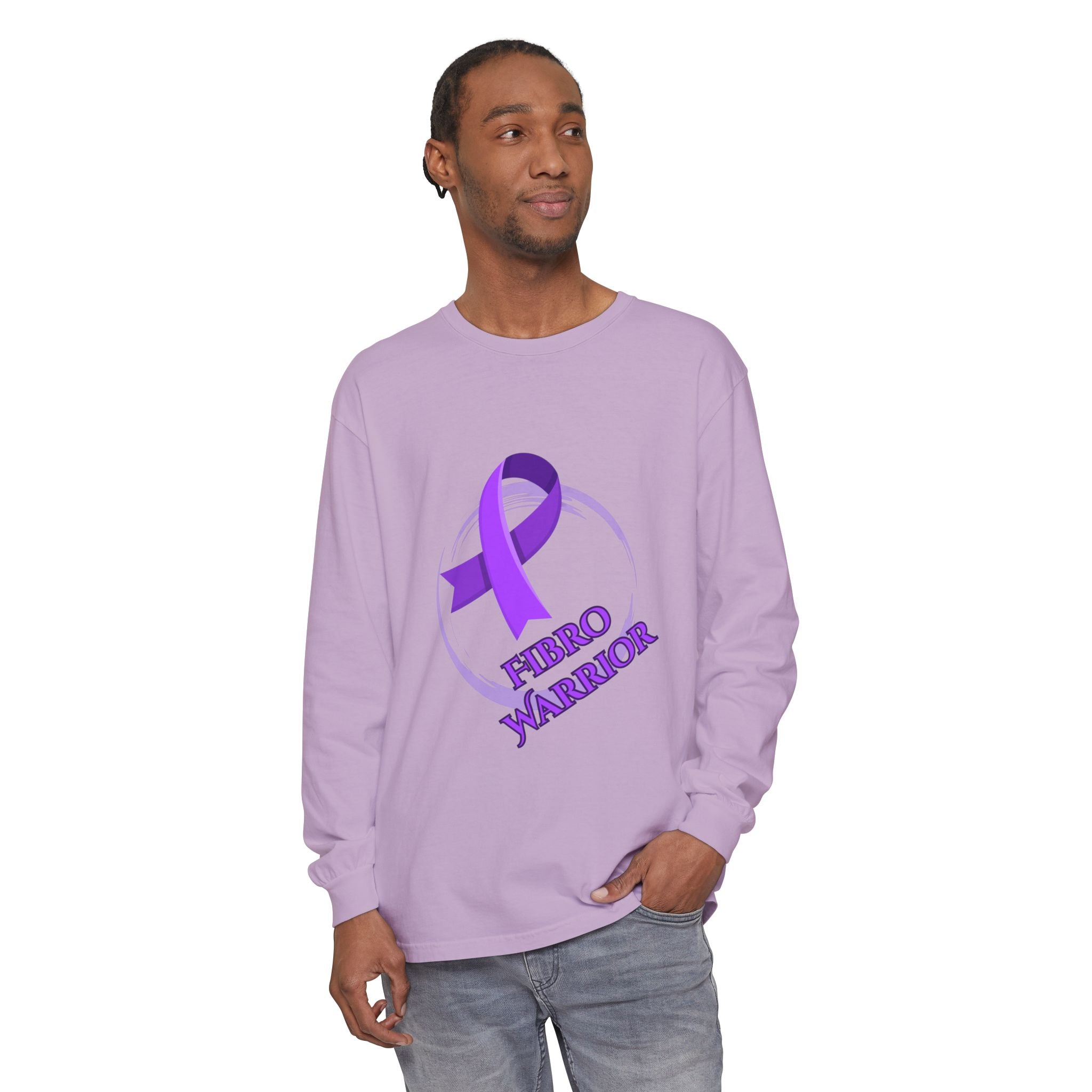 Fibro Warrior Long Sleeve Tee — Chronic Illness Awareness Purple Ribbon