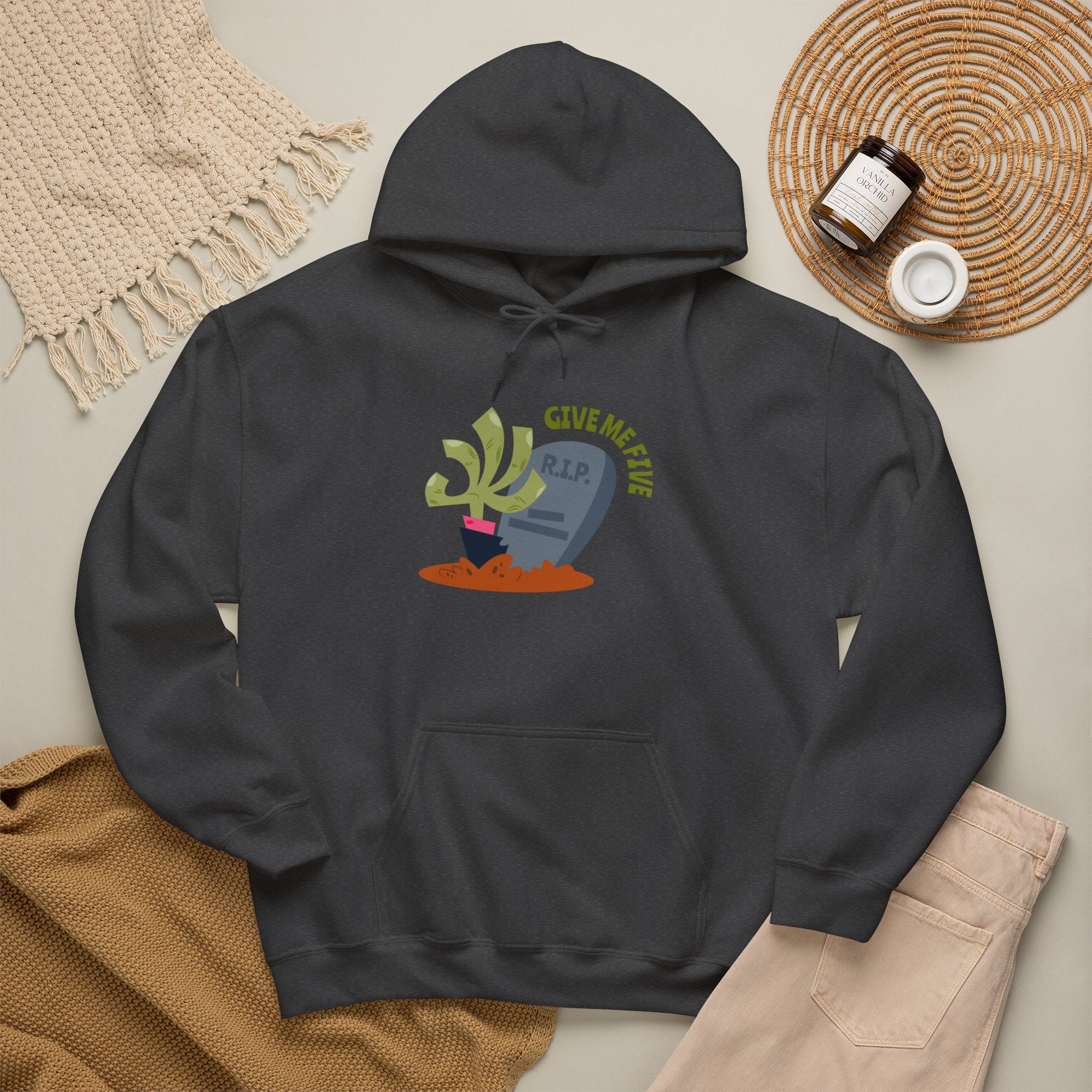 Tombstone Plant Hoodie — "Give Me Five" Cute Goth Pullover
