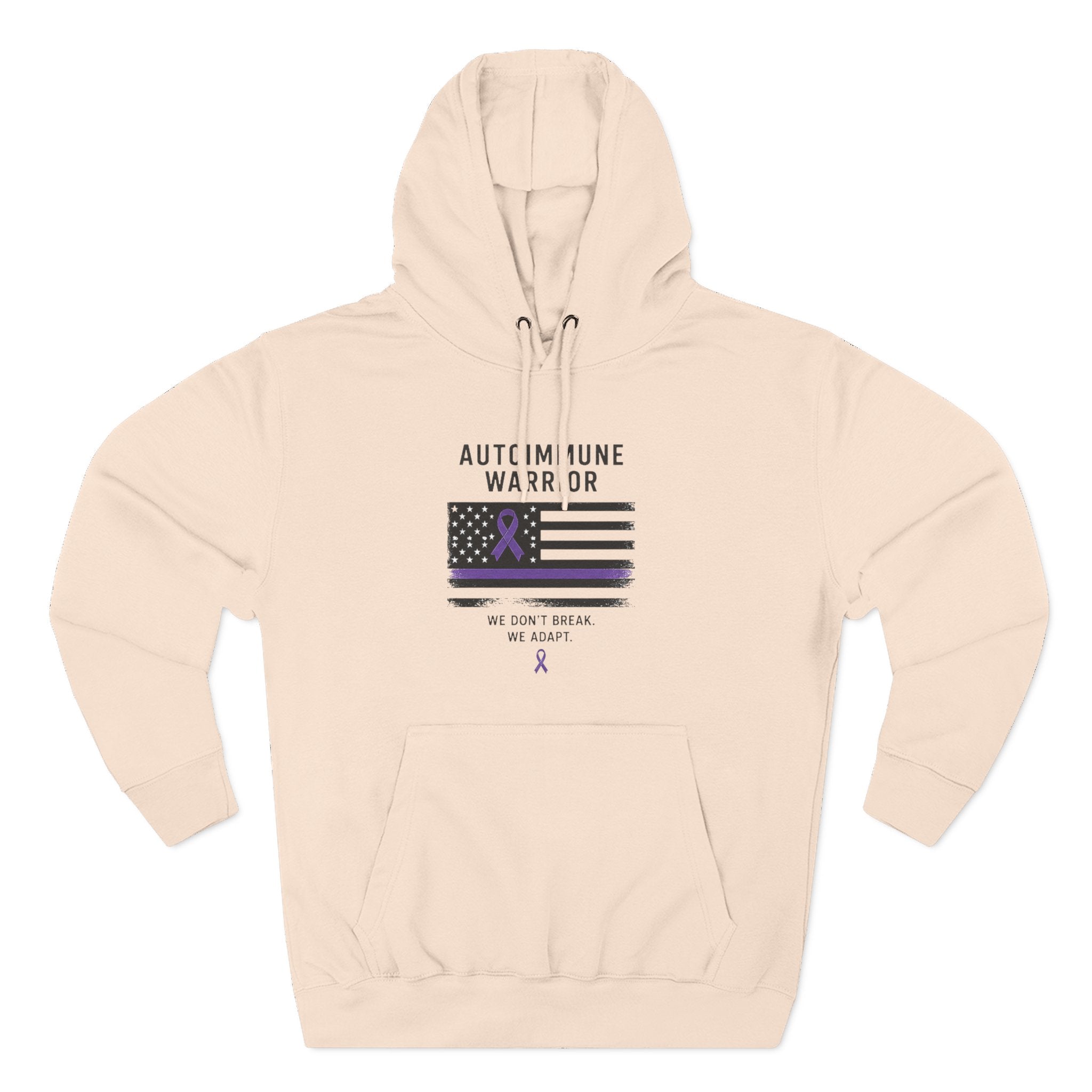 Autoimmune Warrior Hoodie — Purple Ribbon Flag Fleece Pullover