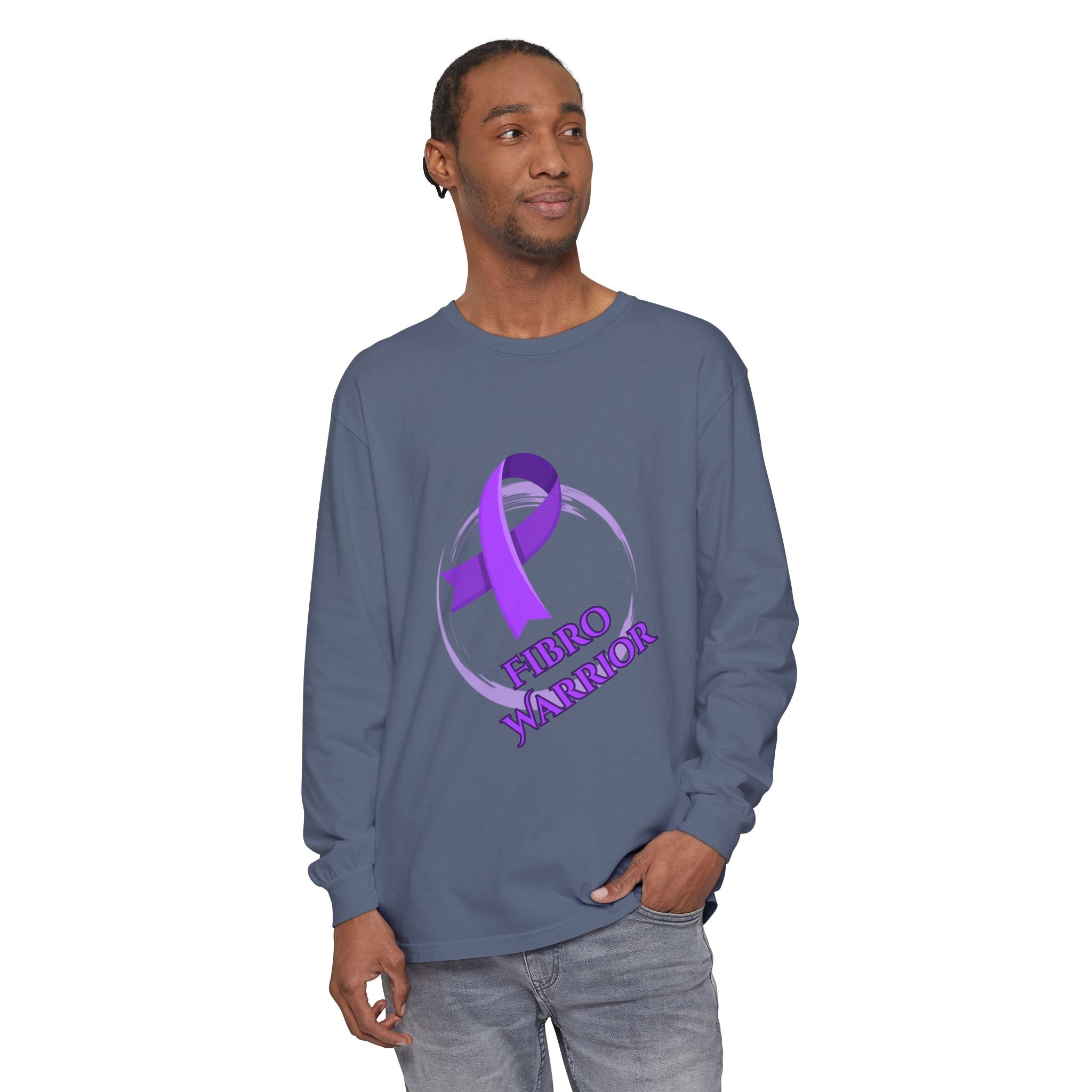 Fibro Warrior Long Sleeve Tee — Chronic Illness Awareness Purple Ribbon