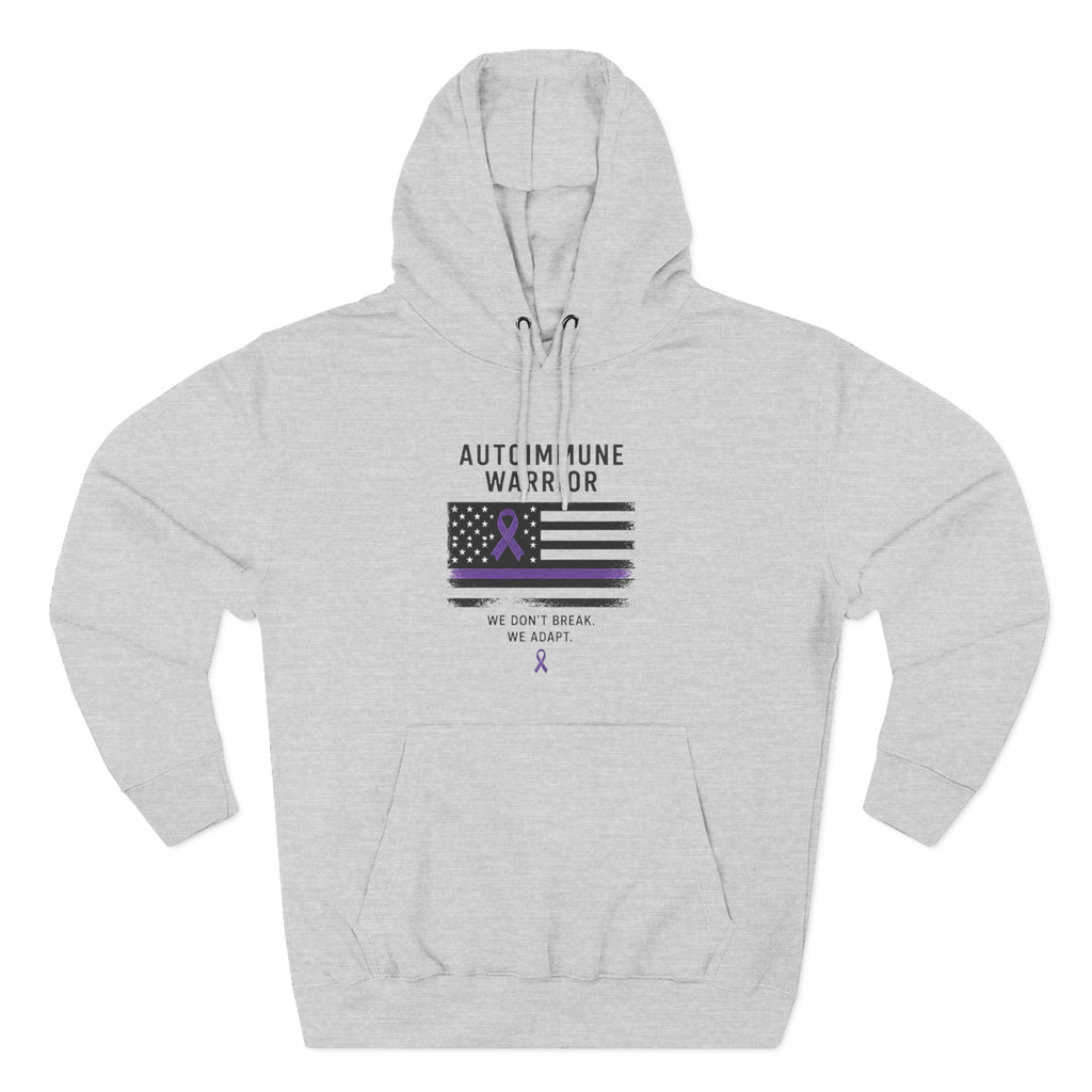 Autoimmune Warrior Hoodie — Purple Ribbon Flag Fleece Pullover