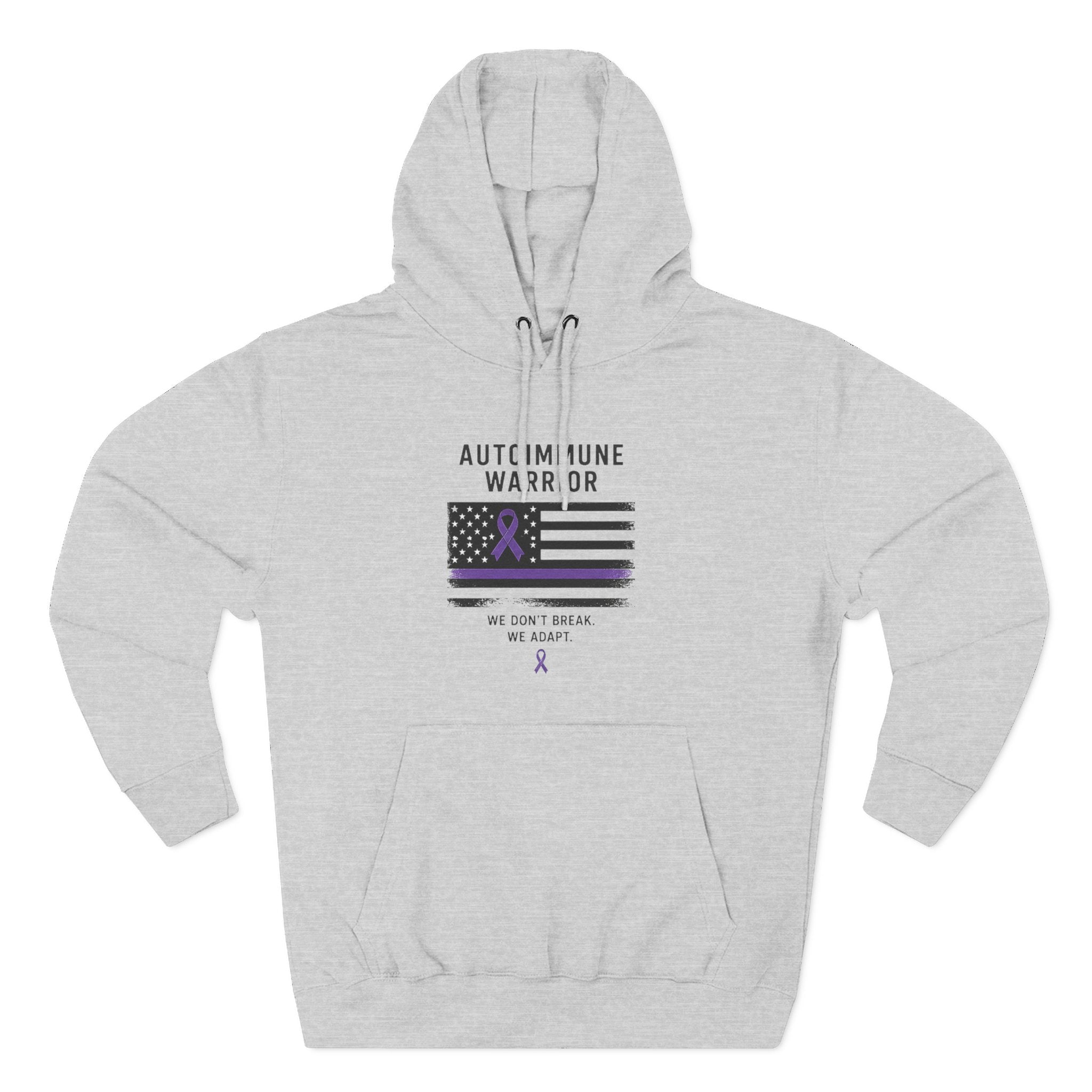 Autoimmune Warrior Hoodie — Purple Ribbon Flag Fleece Pullover