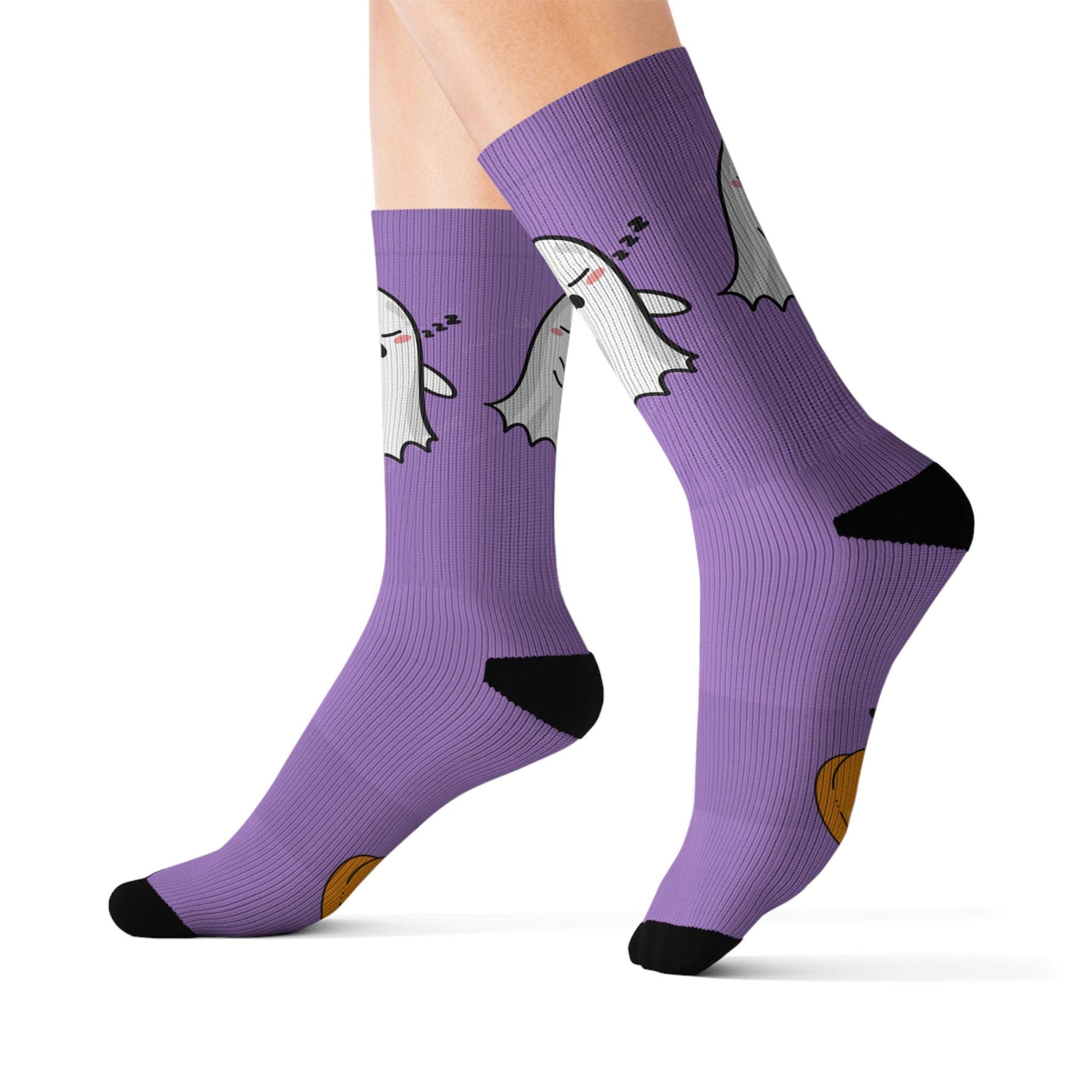 Halloween Warrior Wear - Sleepy Chronic Fatigue Ghost & Pumpkin Socks