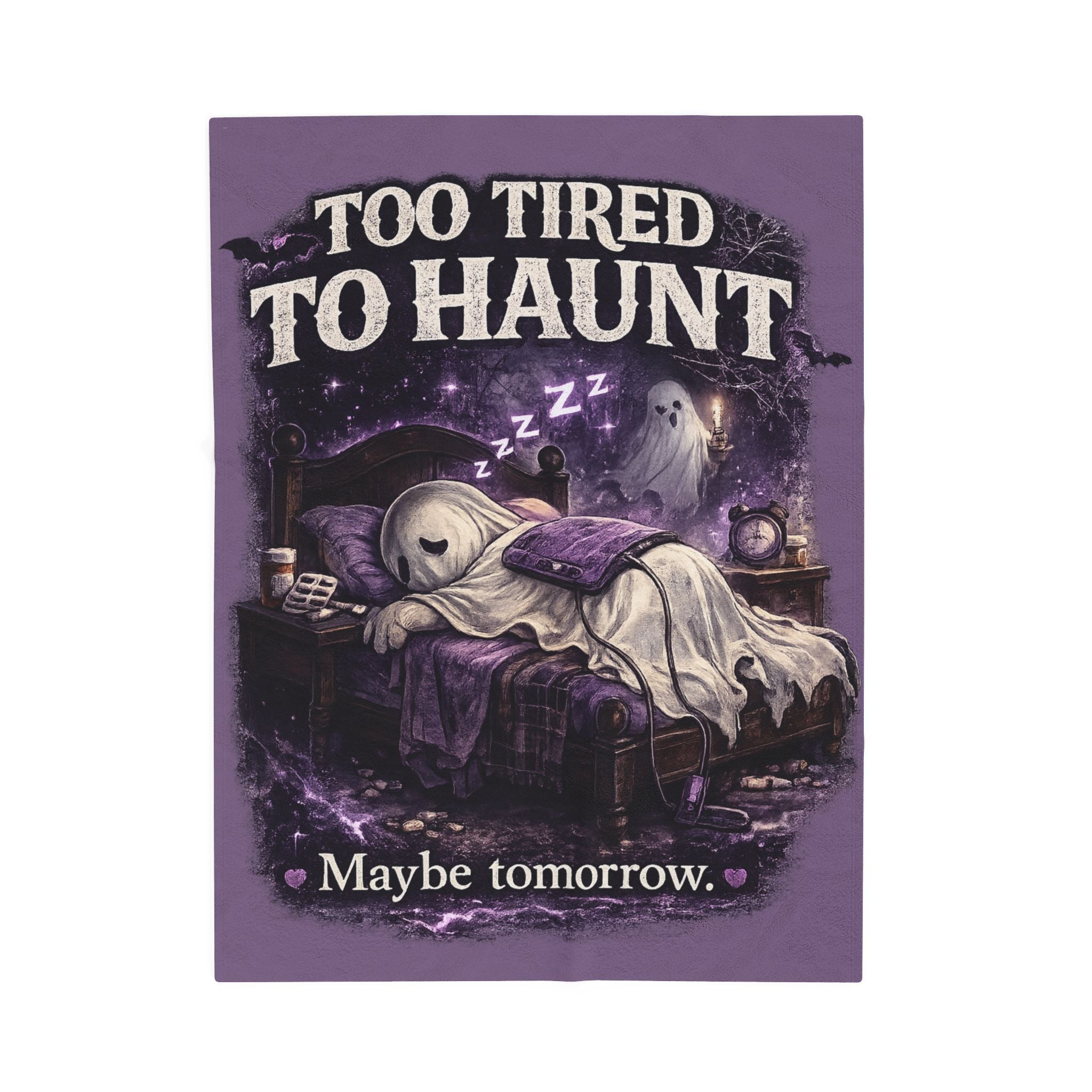 Halloween Warrior Wear - "Too Tired to Haunt" Ghost Velveteen Throw